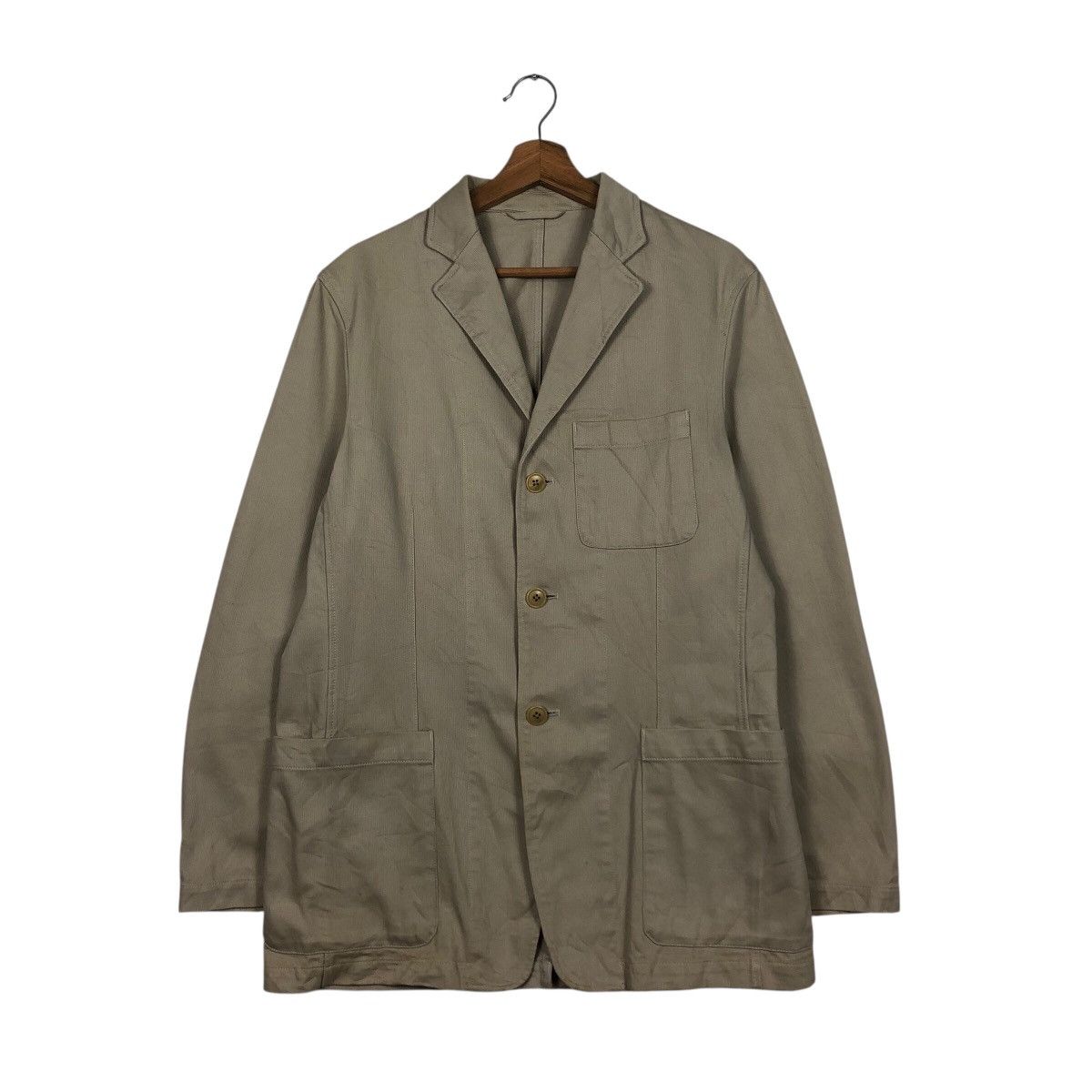 Japanese Brand CK Beige Cotton Twill Blazer / Work Jacket — L Issey Miyake Size US L / EU 52-54 / 3 - 2 Thumbnail