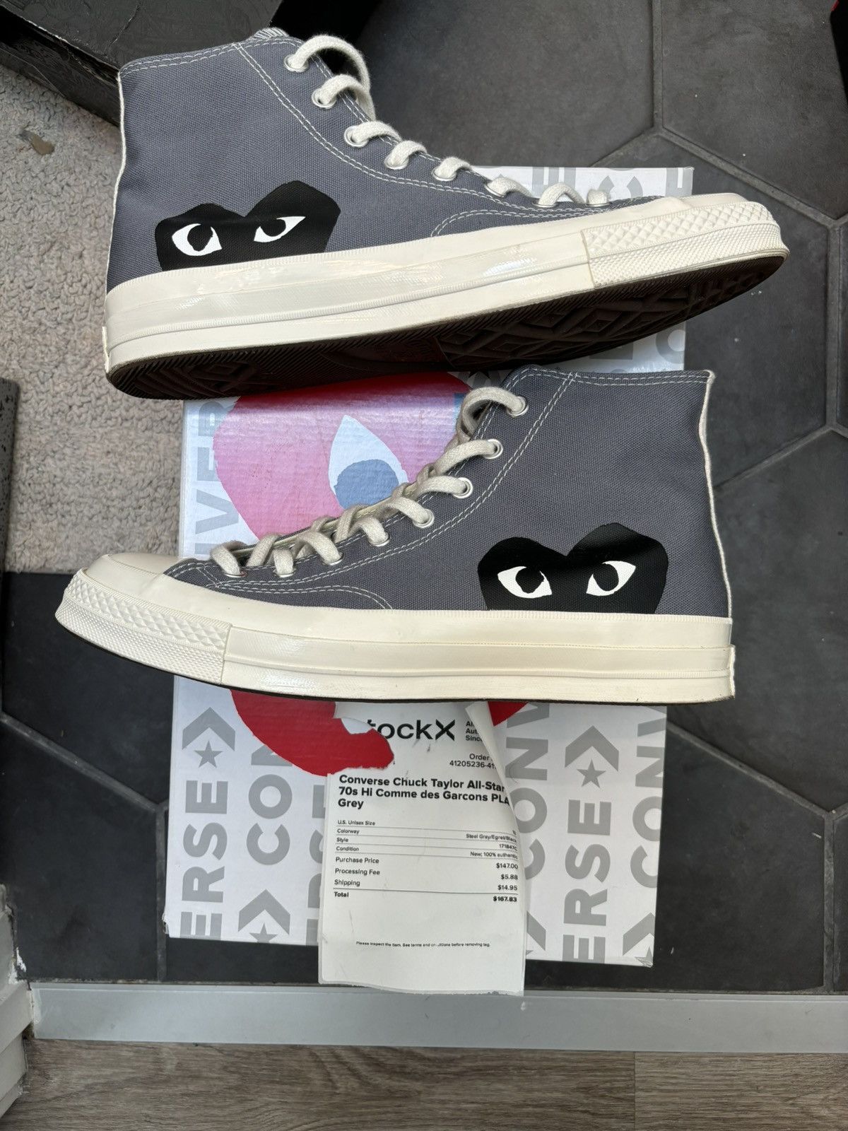 Comme Des Garcons Play Converse Converse Comme des Garcons PLAY x Chuck 70 High Steel Gray Grailed