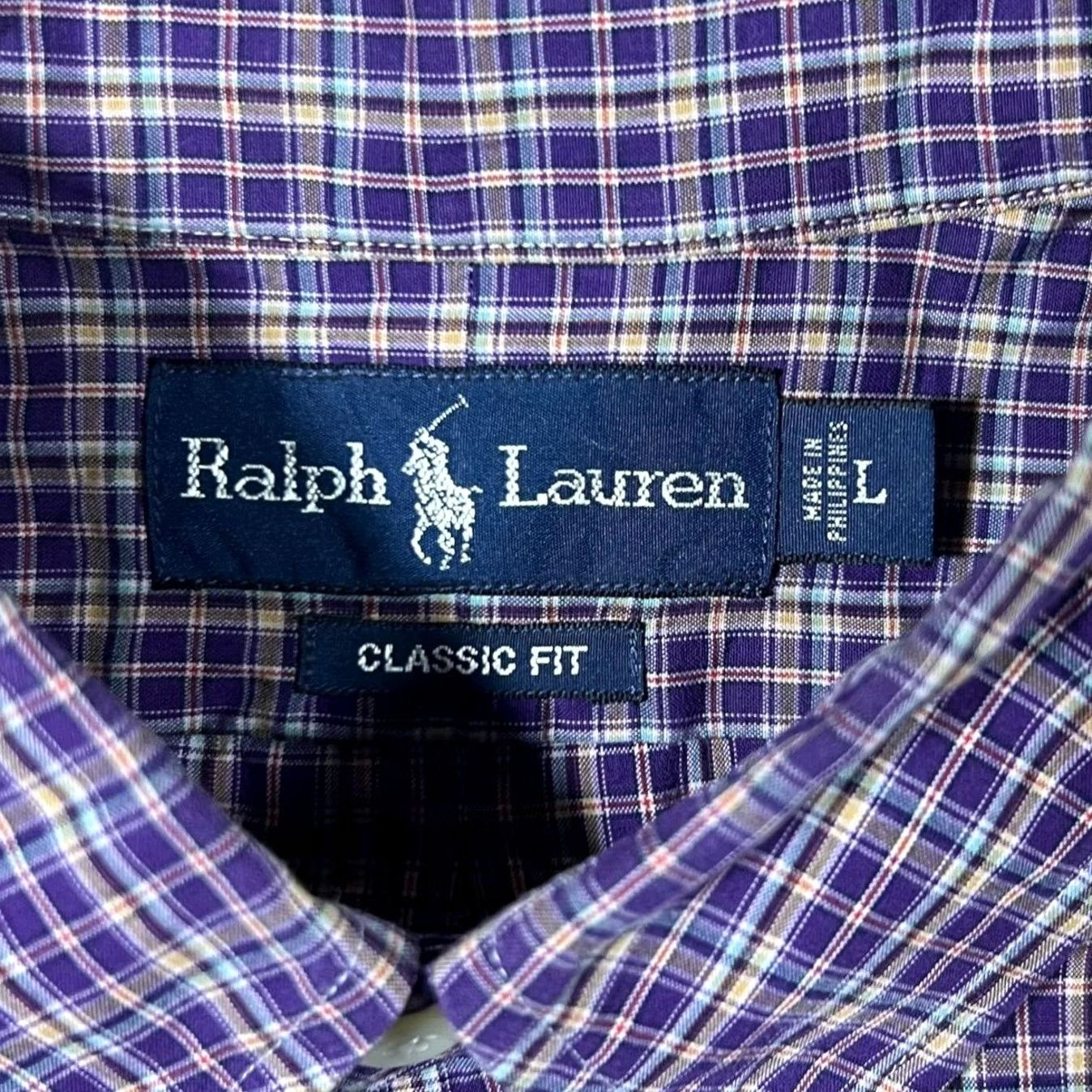 Ralph Lauren Vintage Ralph Lauren Purple Check Long Sleeve Button-Down Shirt Large XL Classic Fit Men’s Button-Up Collared Cotton Shirt Size US L / EU 52-54 / 3 - 3 Thumbnail