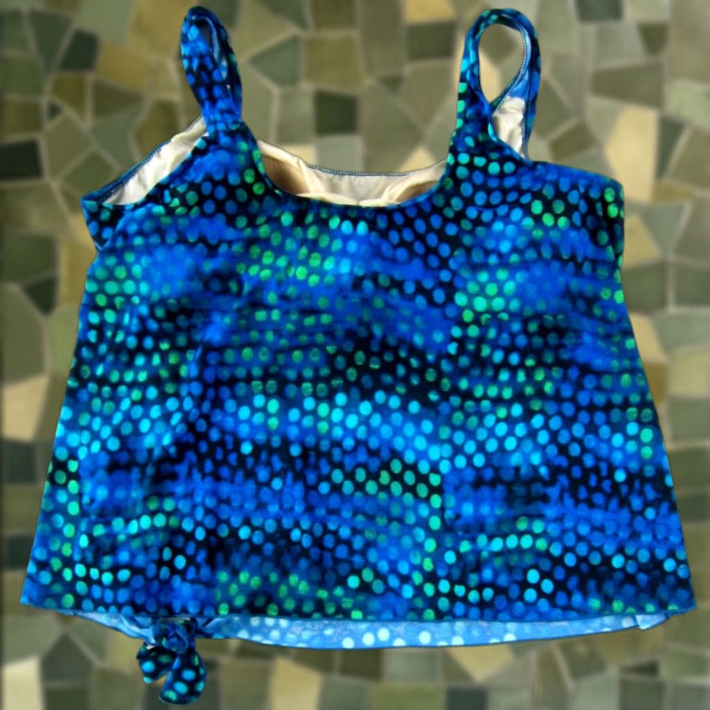 Vintage LE COVE Tankini Top Women Built In Bra Blue Size 3XL / US 20-22 - 1 Thumbnail