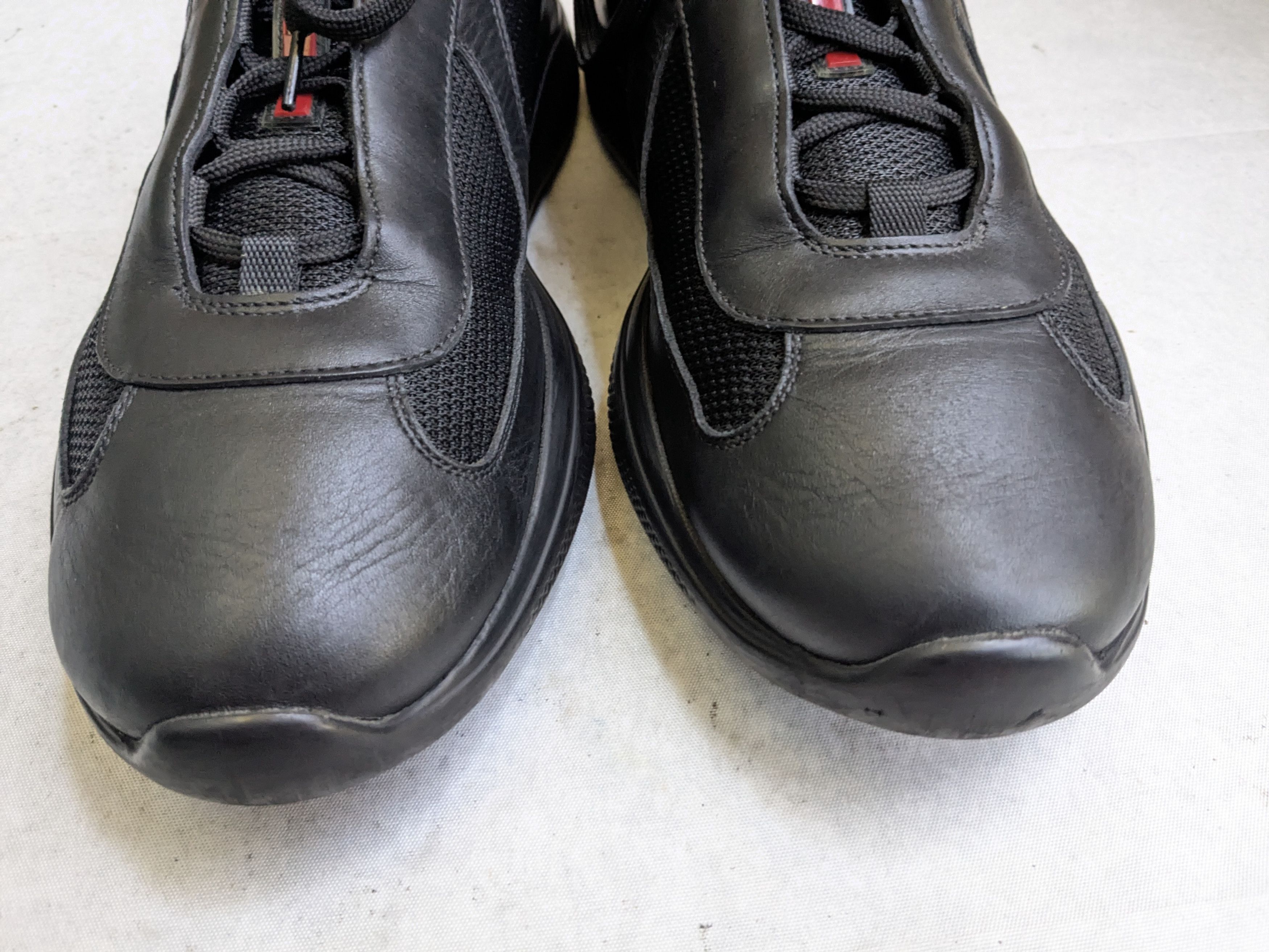 Prada Prada America's Cup Sneakers Black 9 Low Tops Leather Red Size US 9 / EU 42 - 3 Thumbnail
