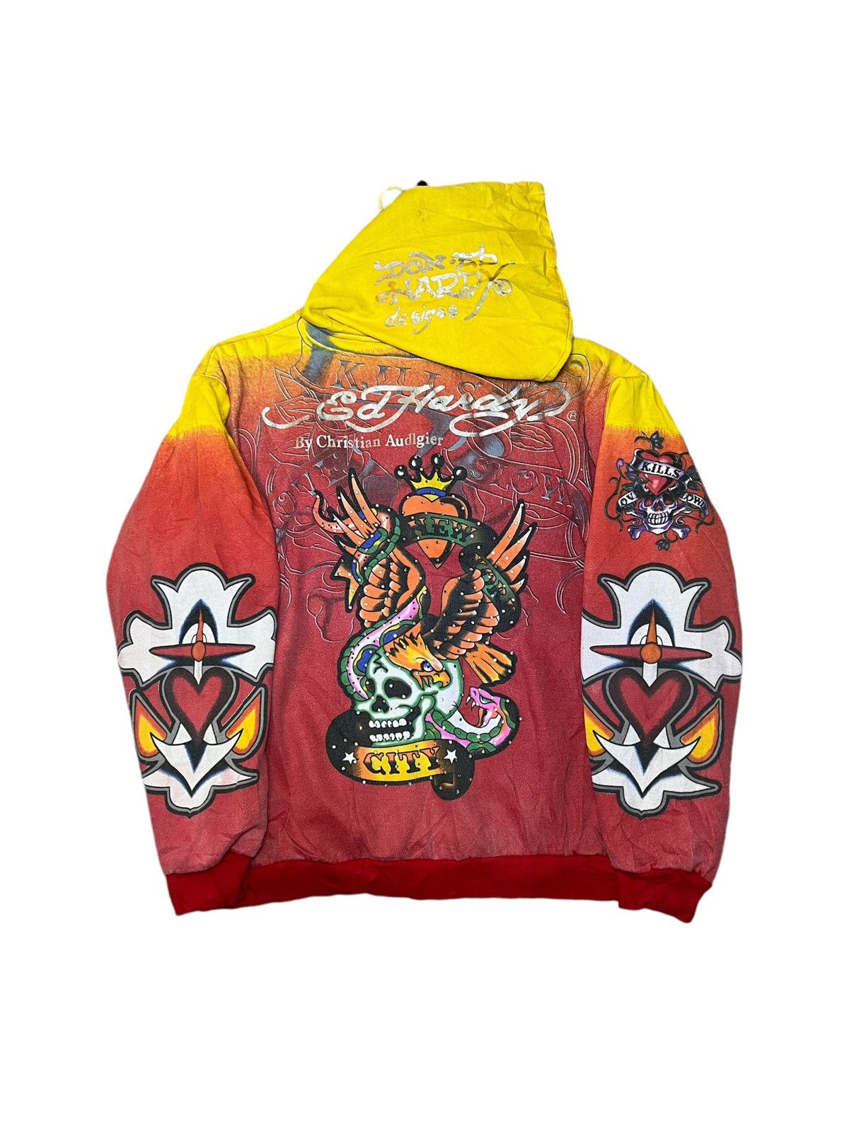 Ed Hardy × Vintage Ed Hardy Y2K Reversible Hooded Zipper Size US L / EU 52-54 / 3 - 2 Thumbnail