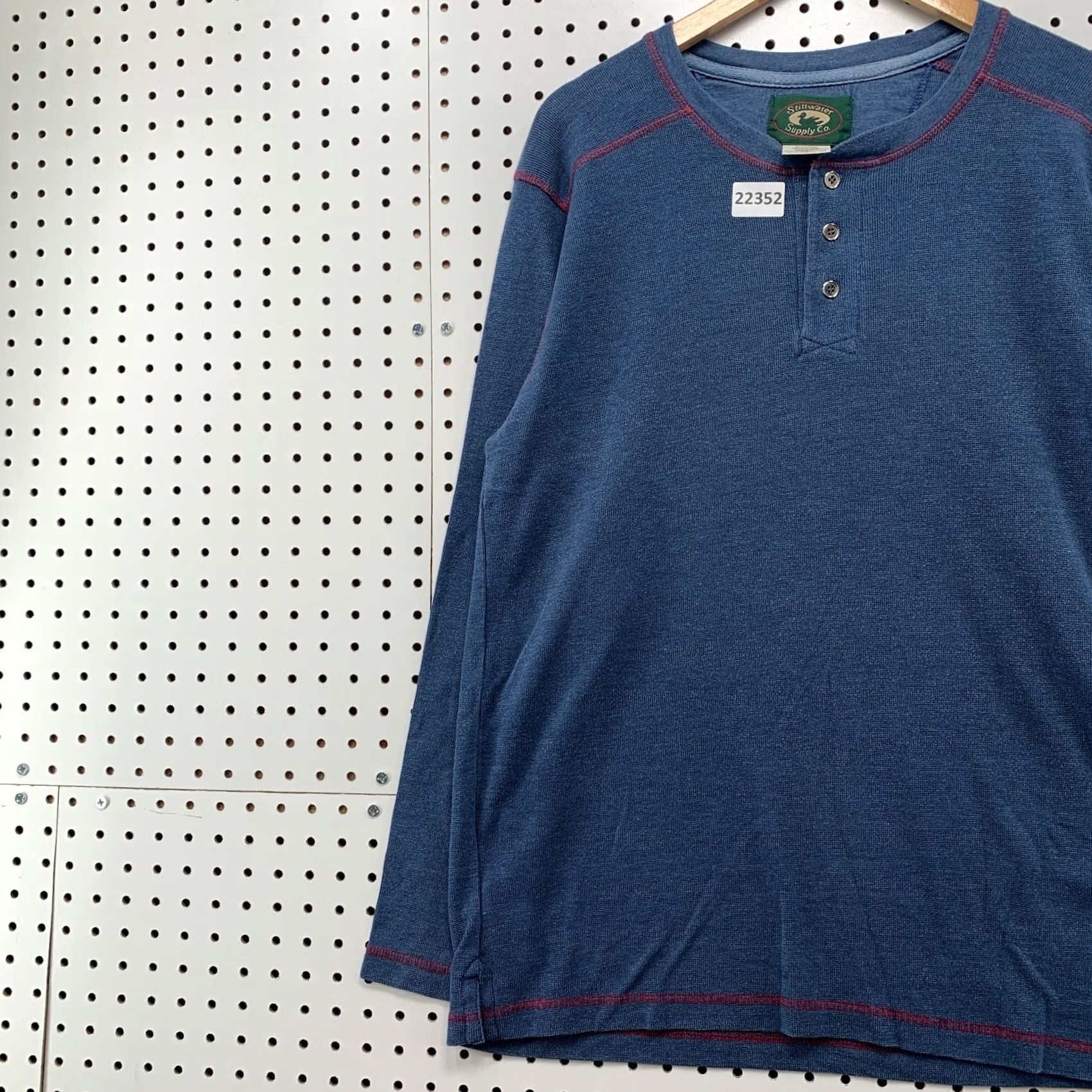 Vintage Stillwater Supply Co Henley Shirt Large Blue Long Sleeve Button Mens 21.5x30 Size US L / EU 52-54 / 3 - 3 Thumbnail