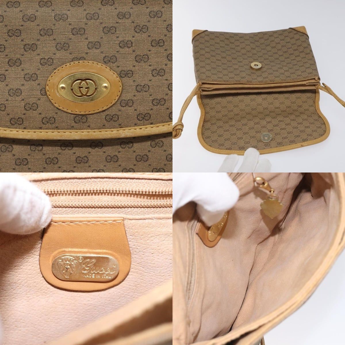 Gucci GUCCI Micro GG Canvas Shoulder Bag Pvc Leather Beige Size ONE SIZE - 11 Thumbnail