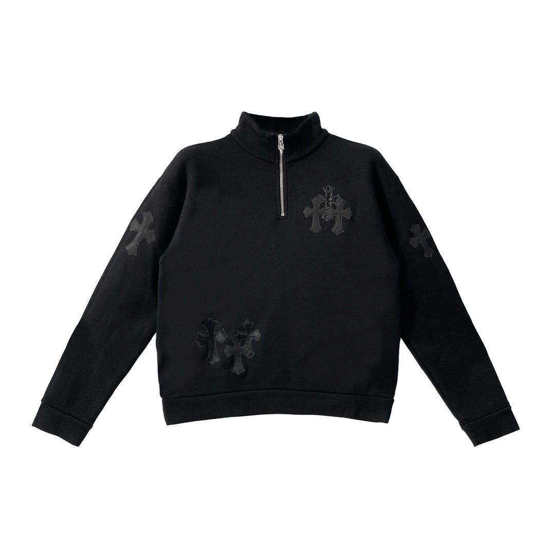 Chrome Hearts Black Patent Leather Cross Half Zip Sweatshirt Size US S / EU 44-46 / 1 - 10 Thumbnail