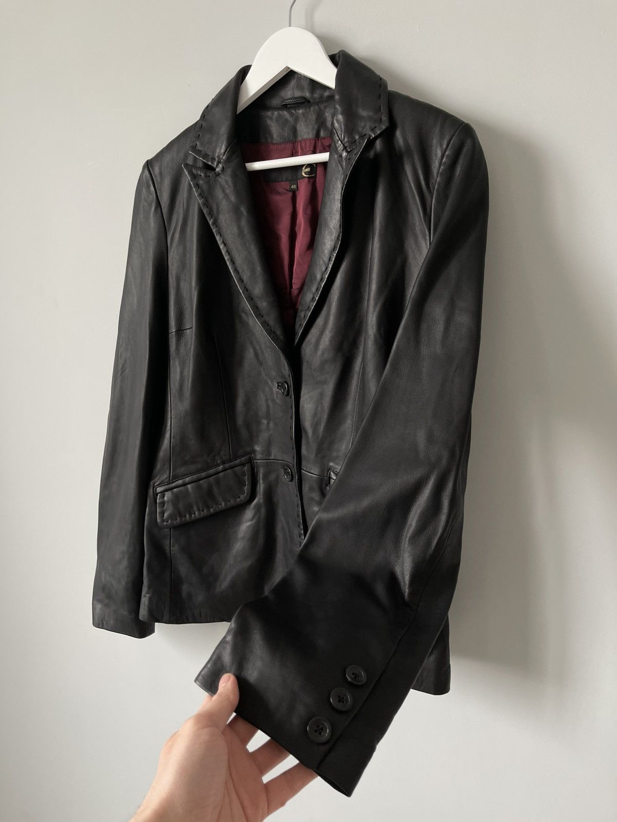 Roberto Cavalli Vintage Archive 00's Roberto Cavalli Leather Blazer Jacket Size 46R - 7 Thumbnail