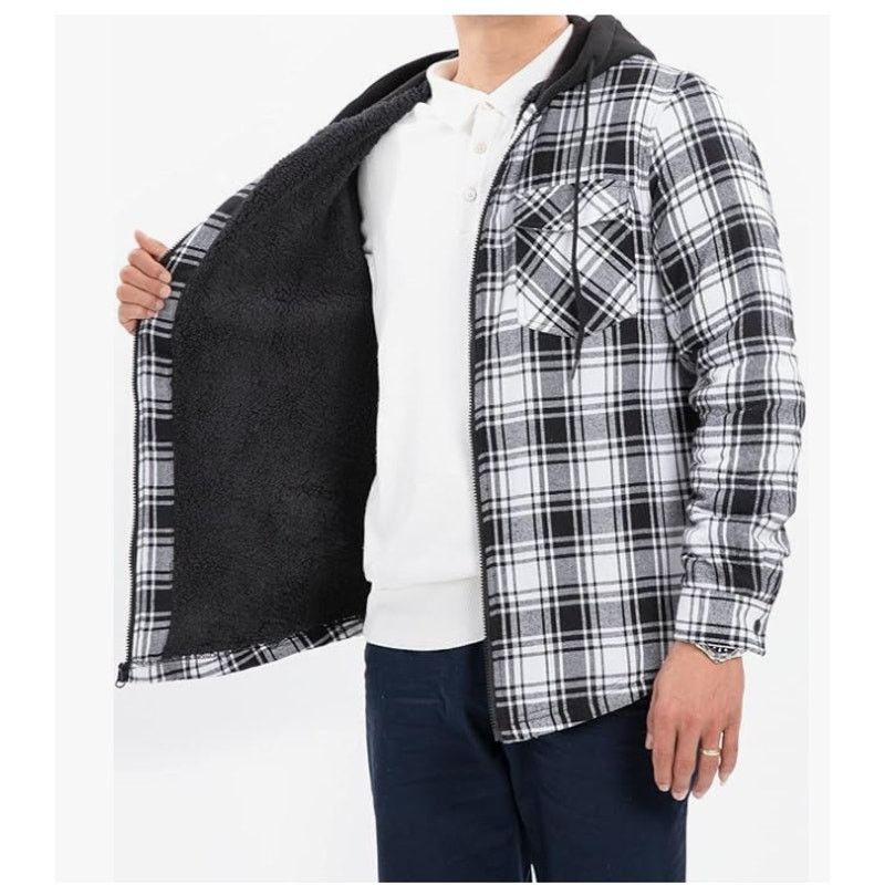 The Unbranded Brand SIZE MEDIUM Men's Sherpa Lined FullZip HoodPlaid ShirtJacket Size US XL / EU 56 / 4 - 5 Thumbnail