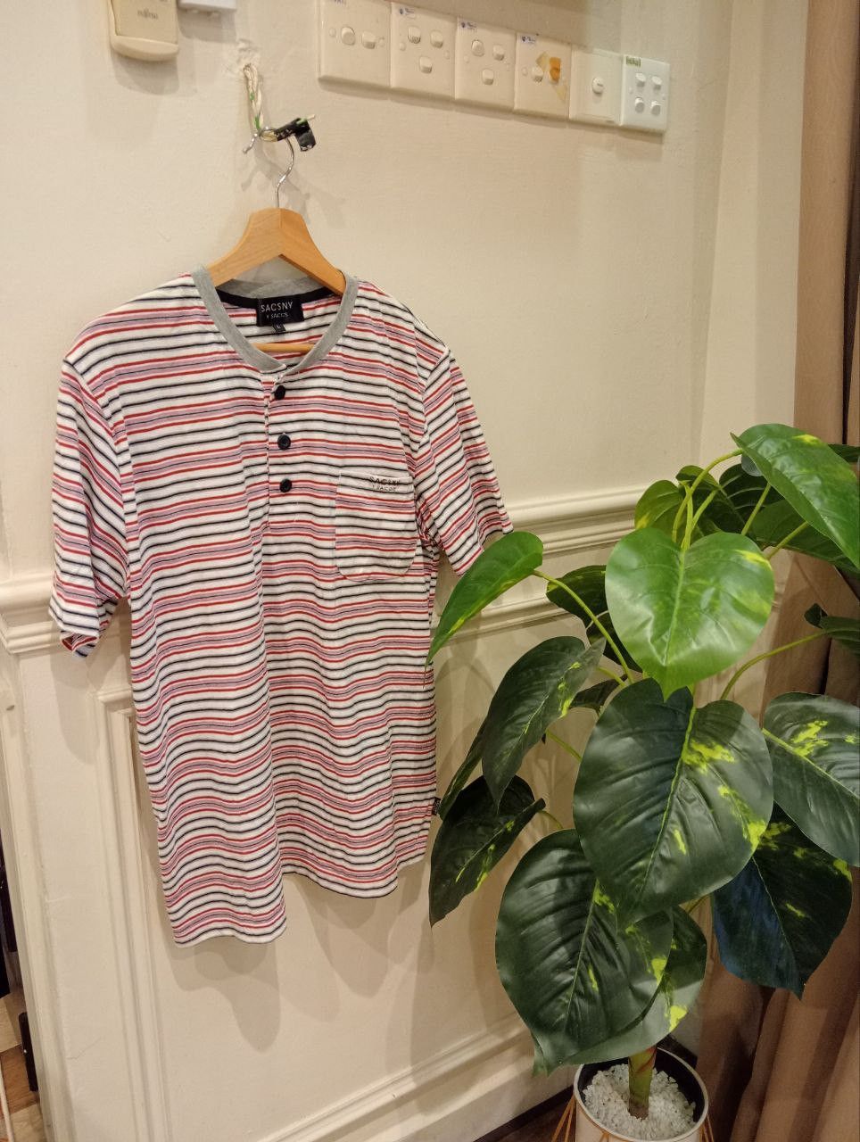 Yohji Yamamoto SACSNY Y'SACCS STRIPED HENLEY TSHIRT - SIZE L Size US L / EU 52-54 / 3 - 2 Thumbnail
