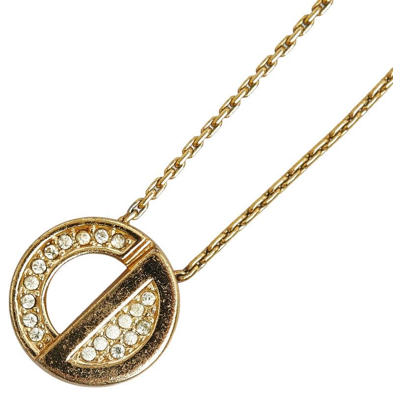 image of Dior Crystal Cd Pendant Necklace in Gold, Women's