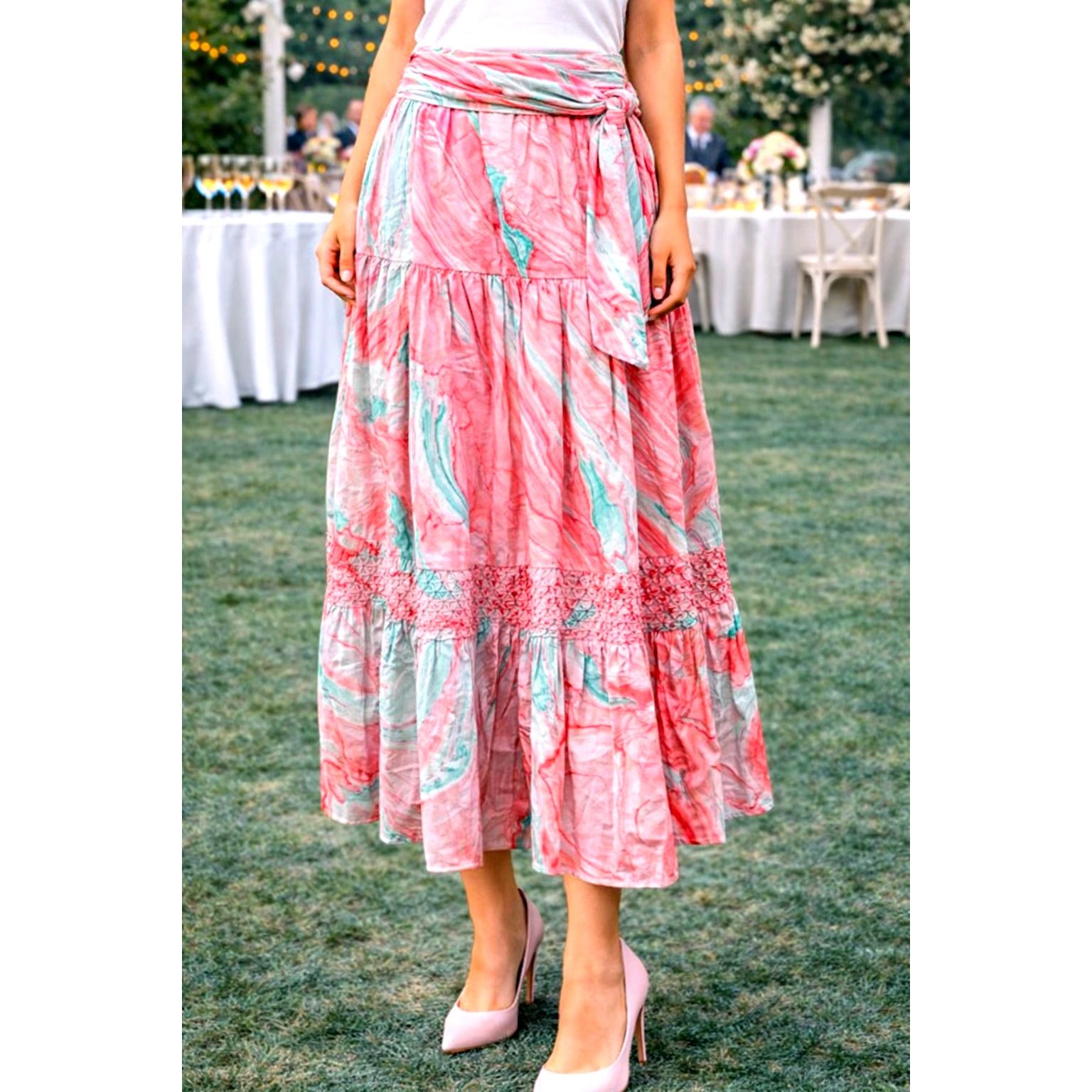 Other St Roche Selma Midi Skirt Pink Marbled size S Size 28" / US 6 / IT 42 - 1 Thumbnail