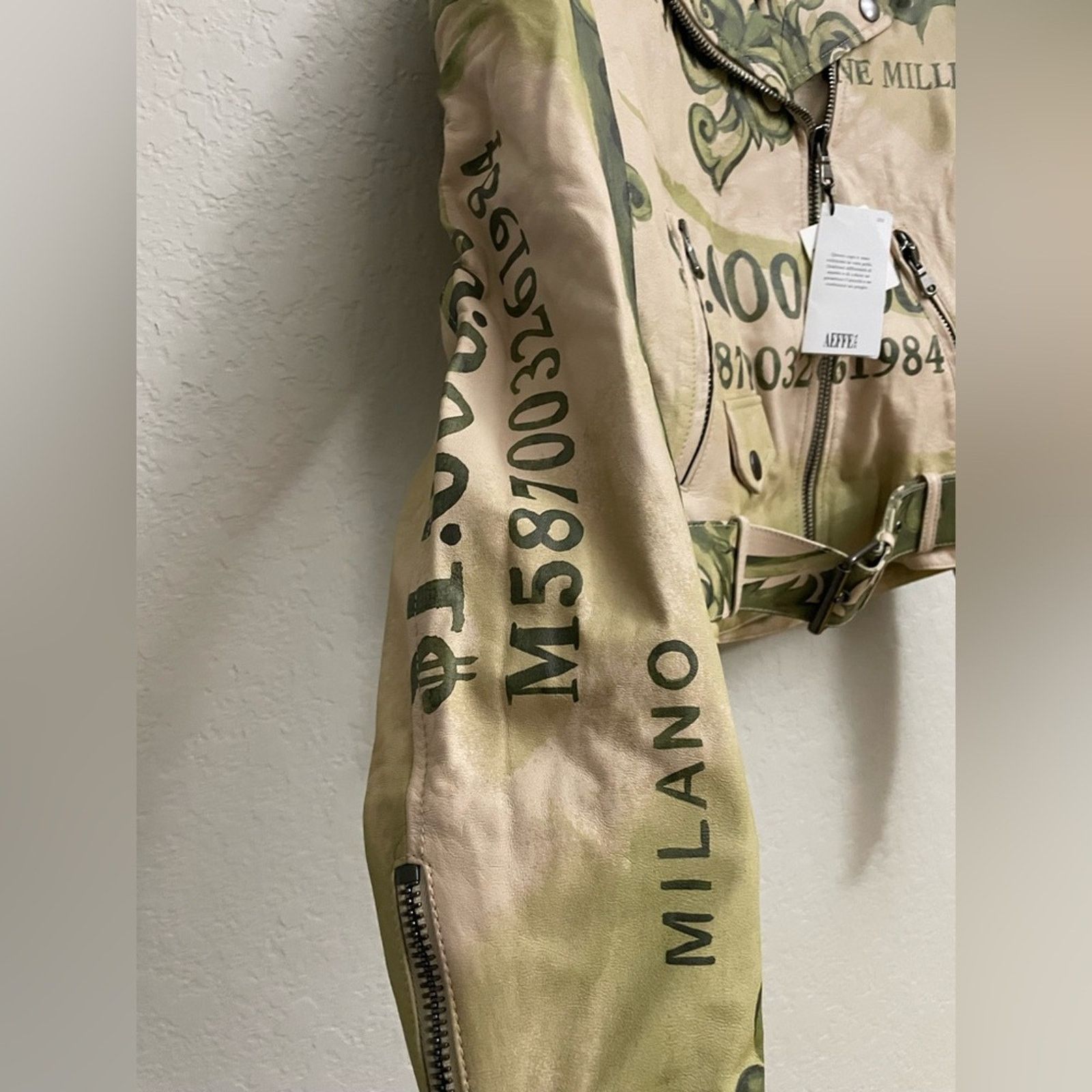 Moschino Moschino Leather Money Print Biker Jacket Limited Size 40 Size S / US 4 / IT 40 - 6 Thumbnail
