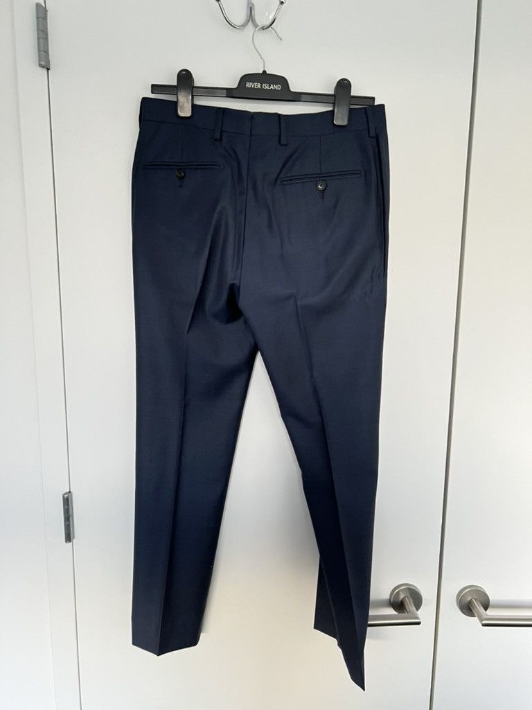Jomers Dark Blue Sharkskin Vitale Barberis Canonico Pants Size 30 Size 38R - 2 Thumbnail