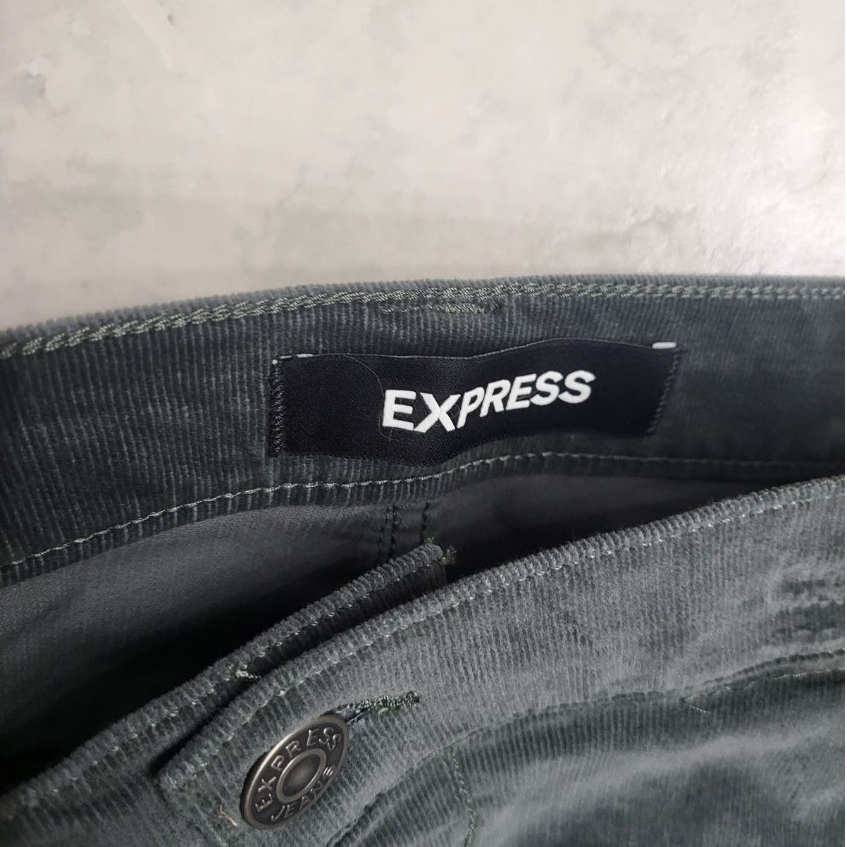 Express Express Dark Green Corduroy Mid Rise Pant Legging - 18L Size 40" / US 18 - 4 Thumbnail