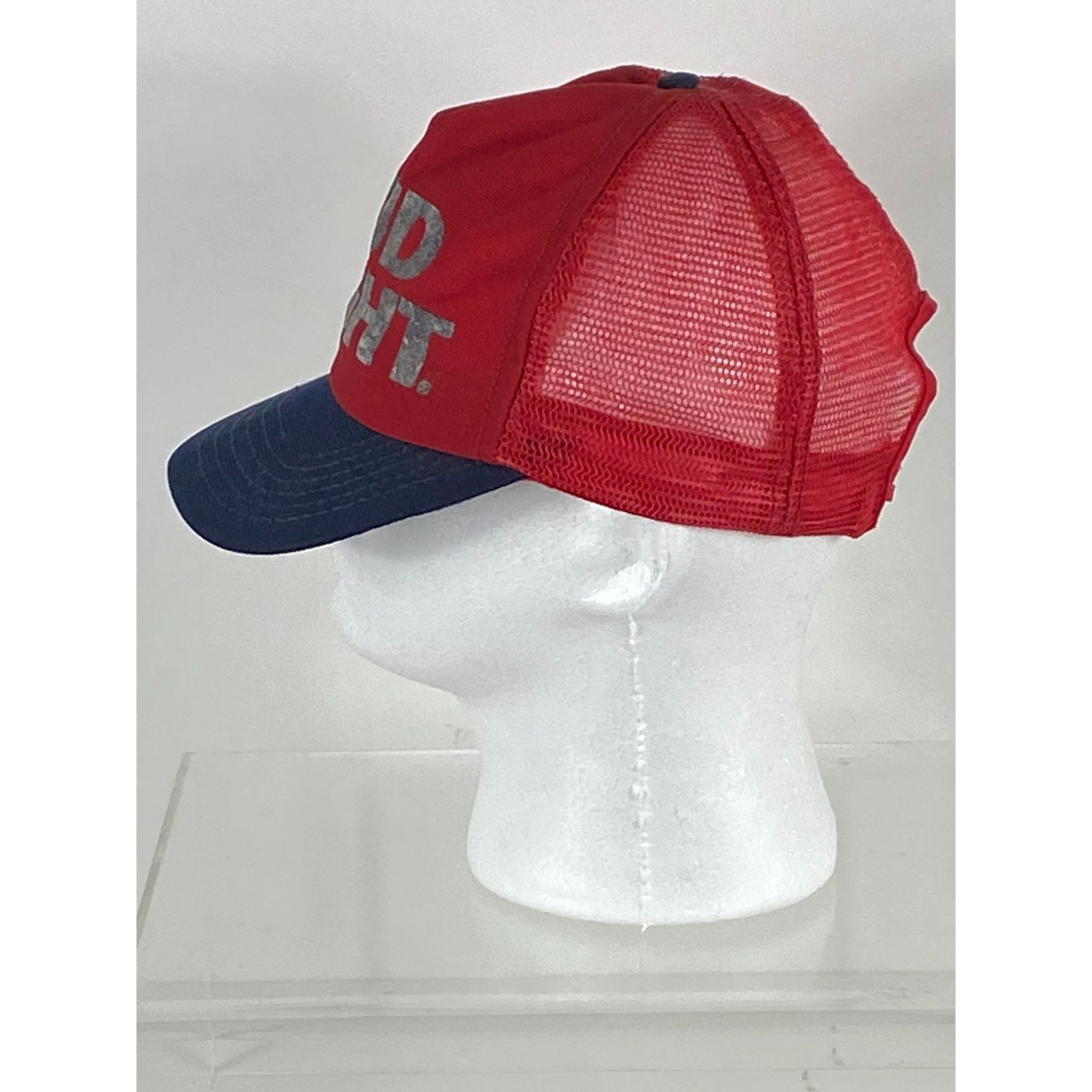 Other × Vintage Vintage Bud Light Trucker Mesh Snapback Hat Cap Red/Navy Blu Size ONE SIZE - 3 Thumbnail