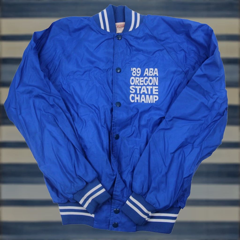 Vintage VINTAGE 1989 ABA STATE CHAMPION Satin BMX Jacket Blue Mens Small Satin BMX Jacket Men Small Blue 1989 9/10 Junior? Size US S / EU 44-46 / 1 - 1 Thumbnail