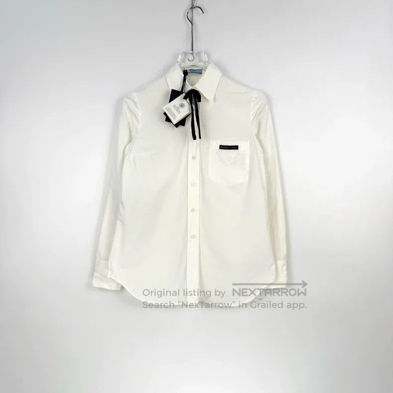 Prada Prada White cloth triangle bow shirt Size XS / US 0-2 / IT 36-38 - 3 Thumbnail