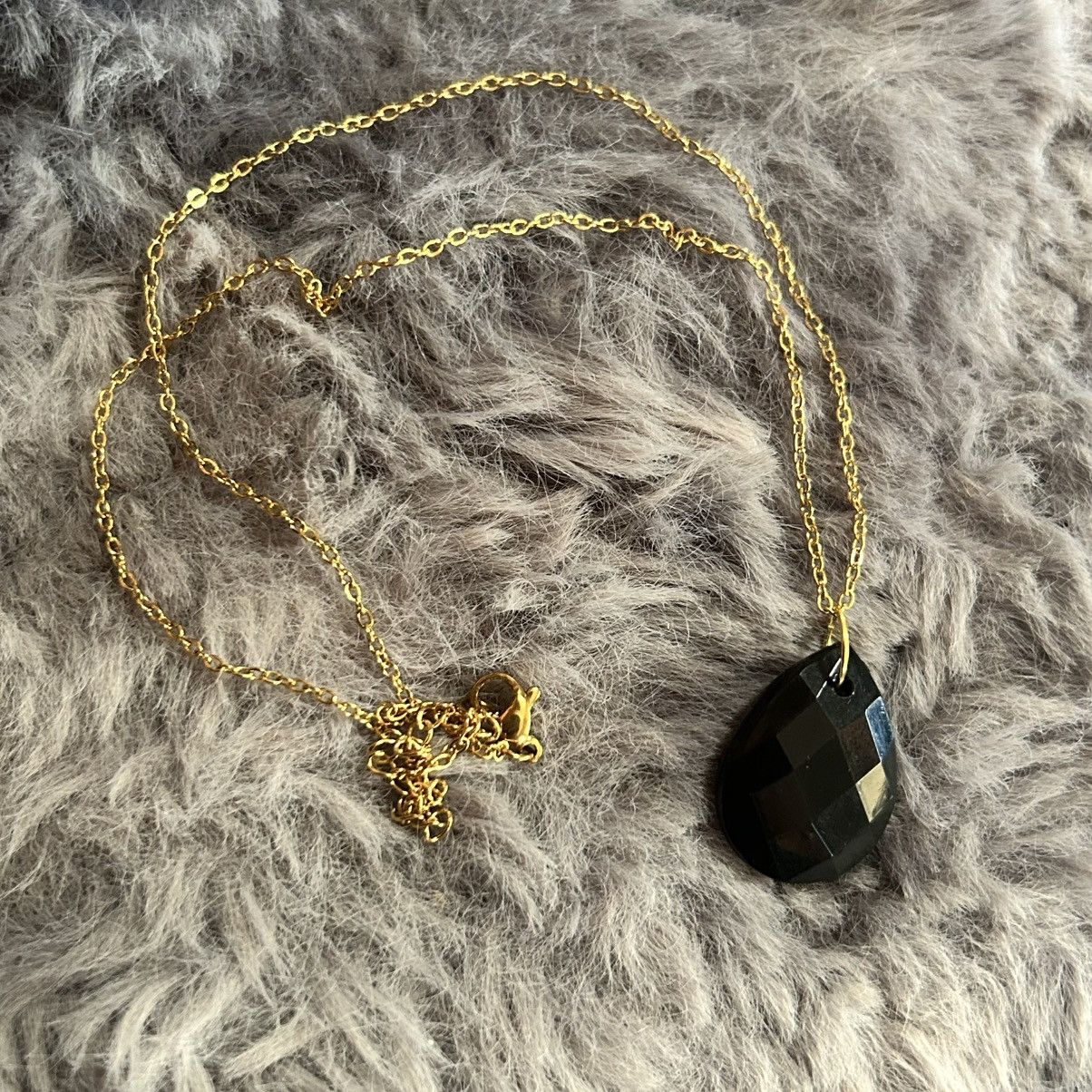Handmade Handcrafted vintage faceted jet black raindrop necklace Size ONE SIZE - 7 Thumbnail