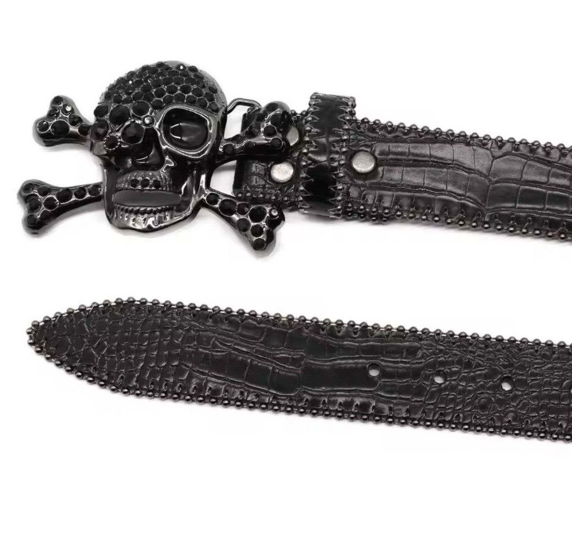 Leather Skull Rhinestones Belt Size ONE SIZE - 4 Thumbnail