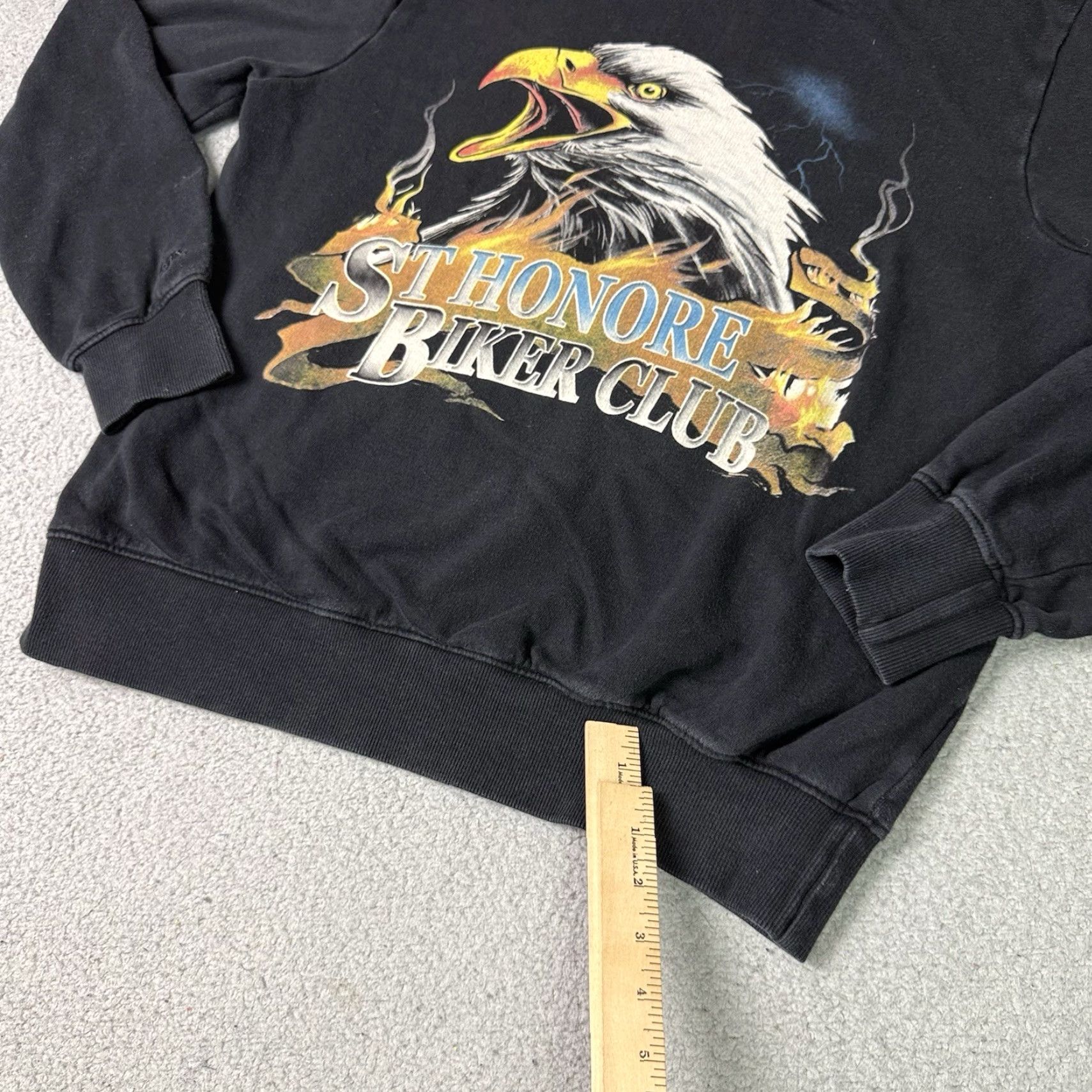 Eleven Paris VINTAGE Eleven Paris Sweatshirt Unisex Adults L Black Pullover Biker Club Eagle St. Honore - Size US L / EU 52-54 / 3 - 7 Thumbnail