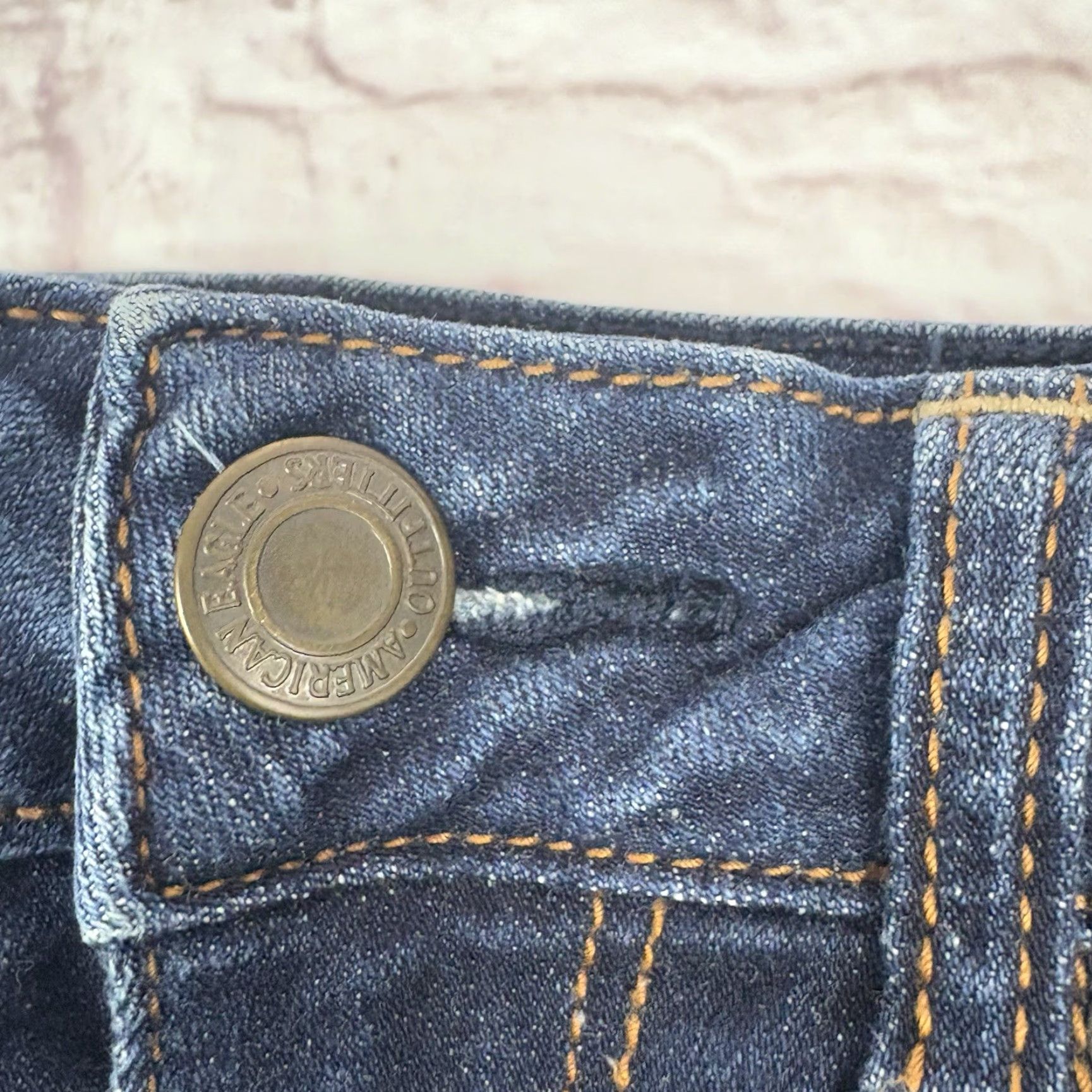 American Eagle Outfitters American Eagle Womens Denim Cut-off Shorts Dark Wash Mid Rise Size 4 Stretched Size 27" / US 4 / IT 40 - 3 Thumbnail