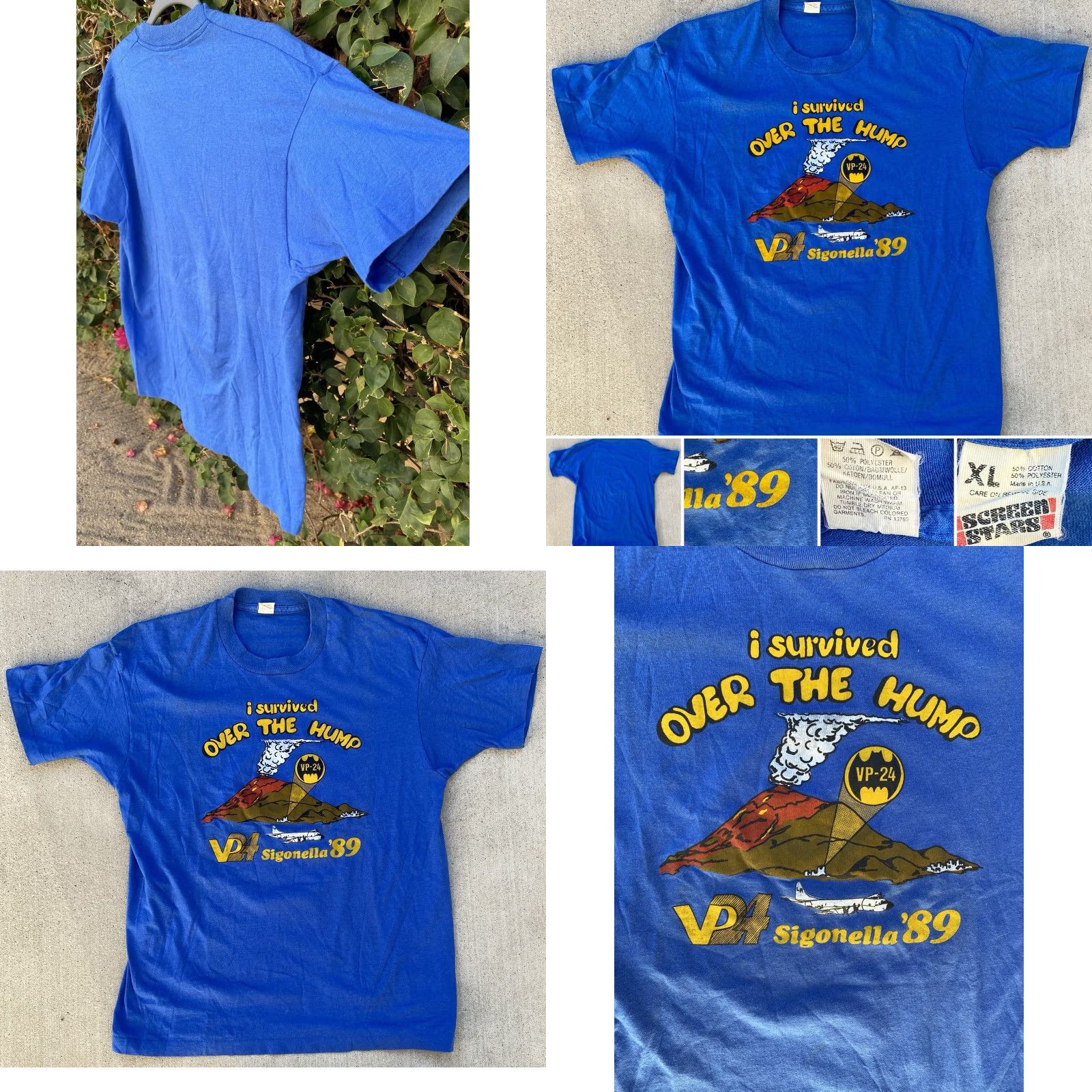 Vintage VINTAGE Screen Stars T-Shirt Navy VP-24 80s 89 Battle Hat 1800s? Size US XL / EU 56 / 4 - 10 Thumbnail