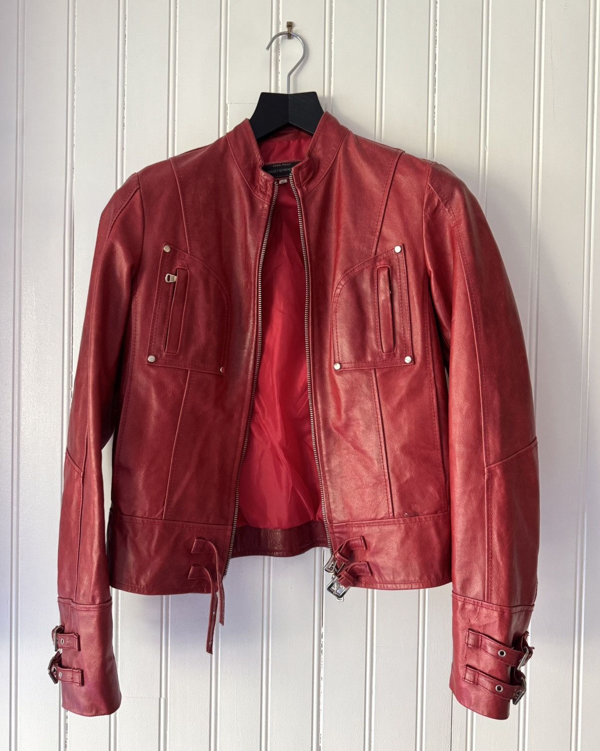 Leather Red Leather Biker Jacket Size US S / EU 44-46 / 1 - 7 Thumbnail