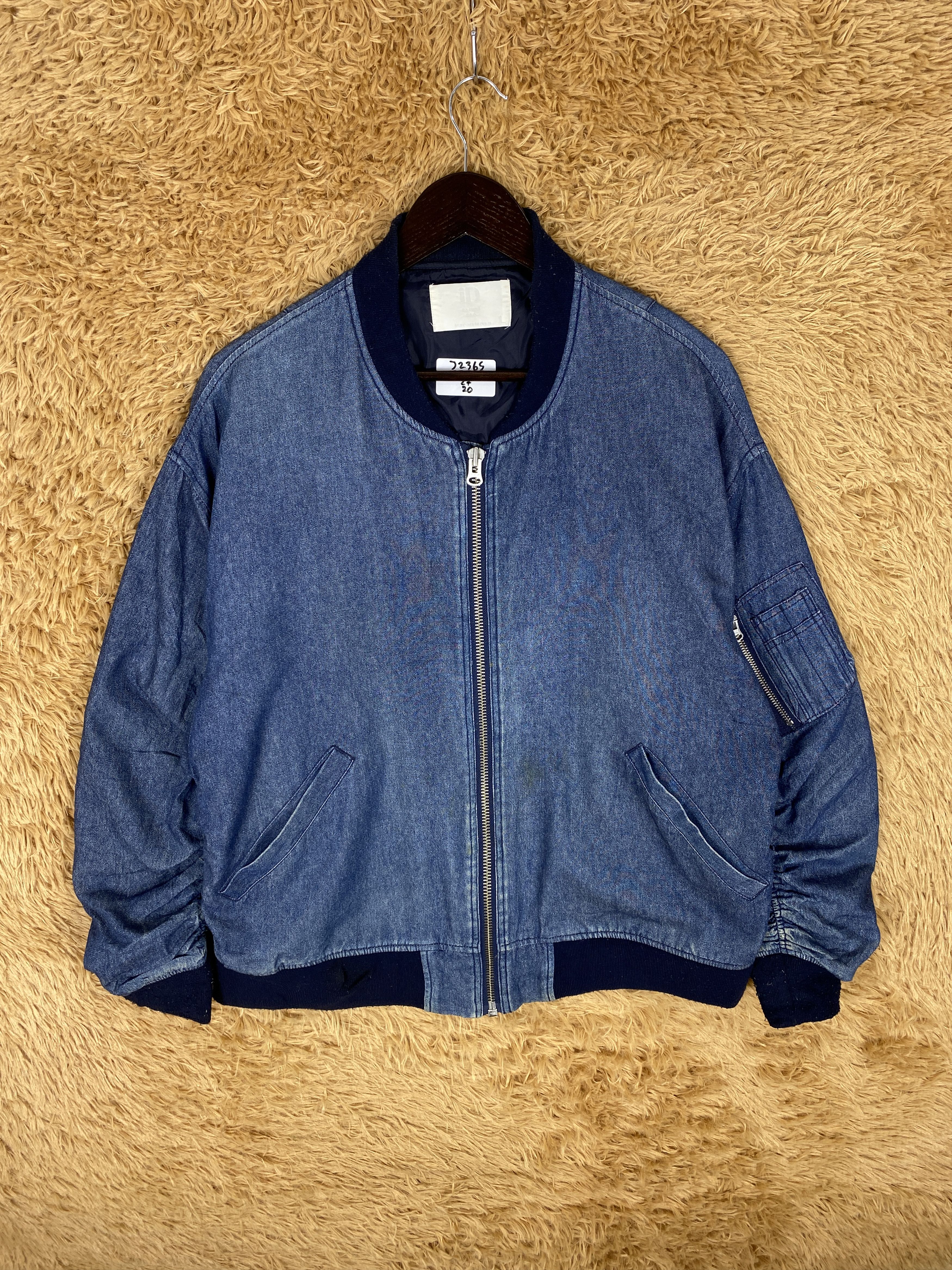 image of Vintage Urban Research Bomber Jacket in Blue Denim, Men's (Size Medium)