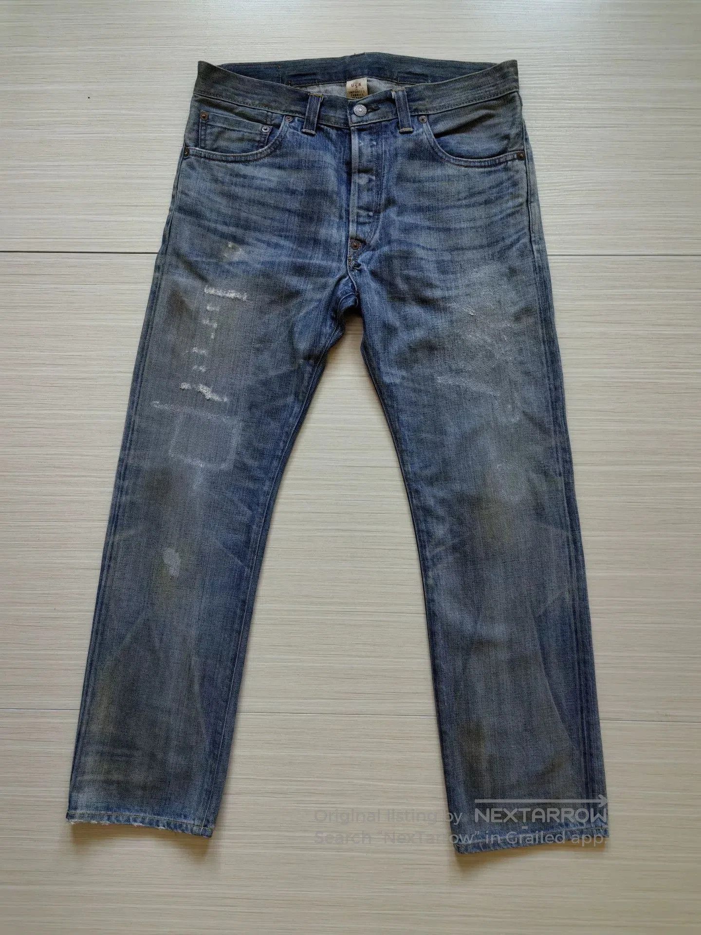 RRL Ralph Lauren rrl vintage blue distressed denim pants. Size US 30 / EU 46 - 1 Thumbnail