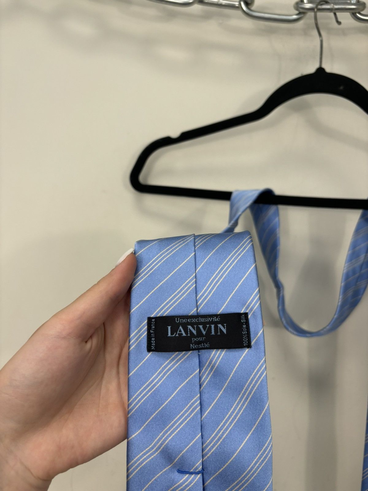 Designer × Lanvin Lanvin NEW Geometric Striped Classic Luxury Silk Tie Size ONE SIZE - 3 Thumbnail