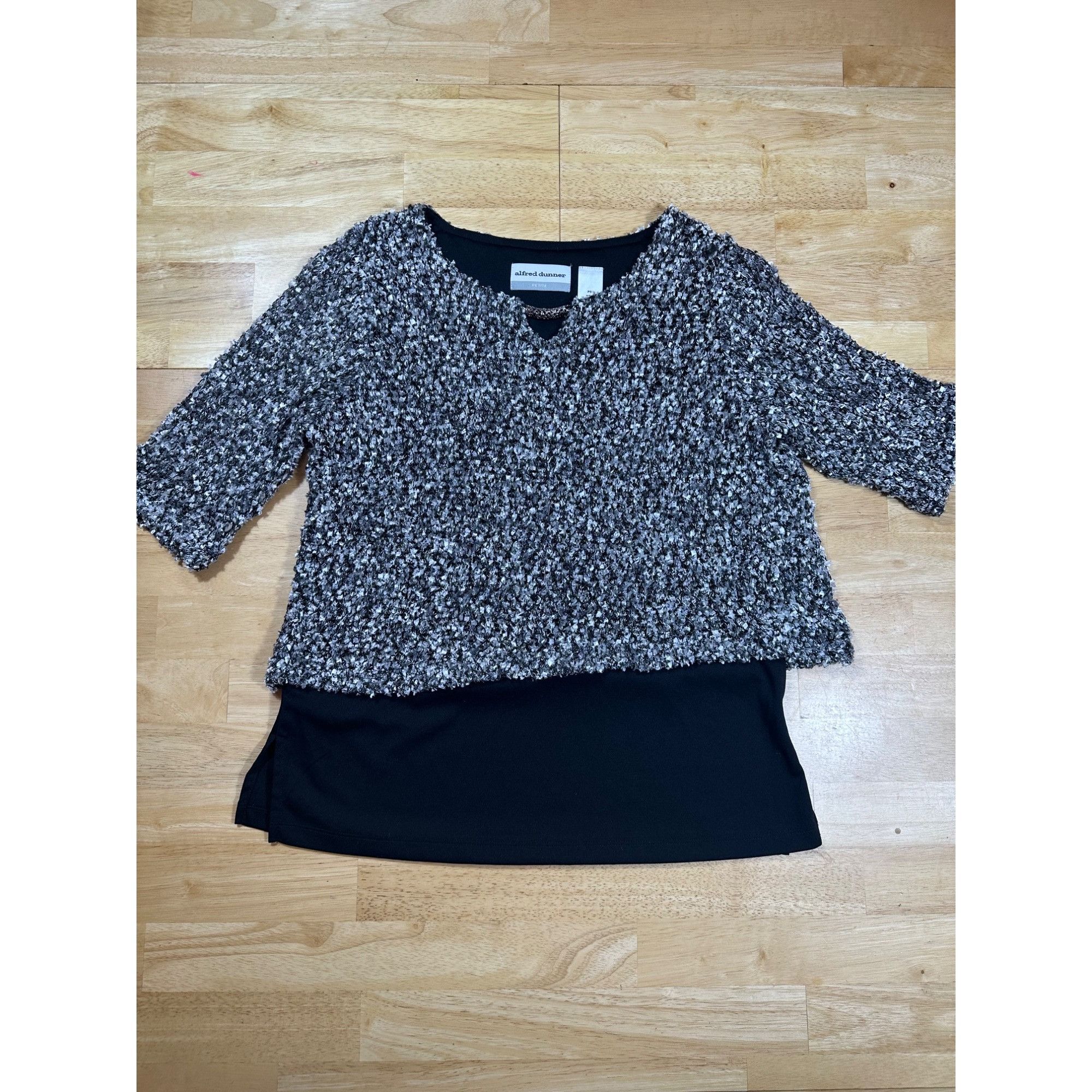 Other Alfred Dunner Women's Petite Eyelash Overlay 3/4 Sleeve Bla Size S / US 4 / IT 40 - 4 Thumbnail