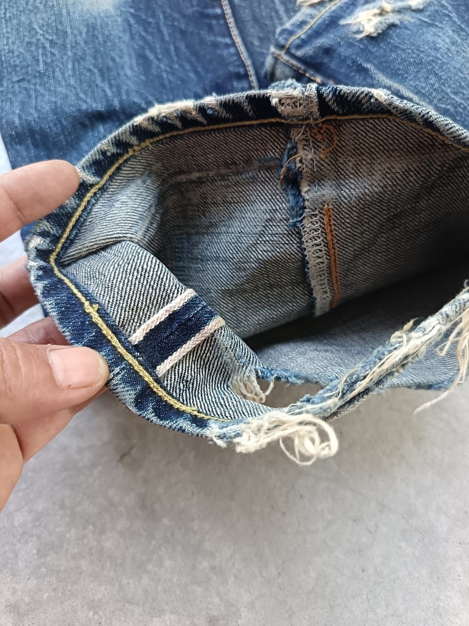 Japanese Brand Burgus plus nice distressed slevege jeans made in Japan Size US 29 - 4 Thumbnail