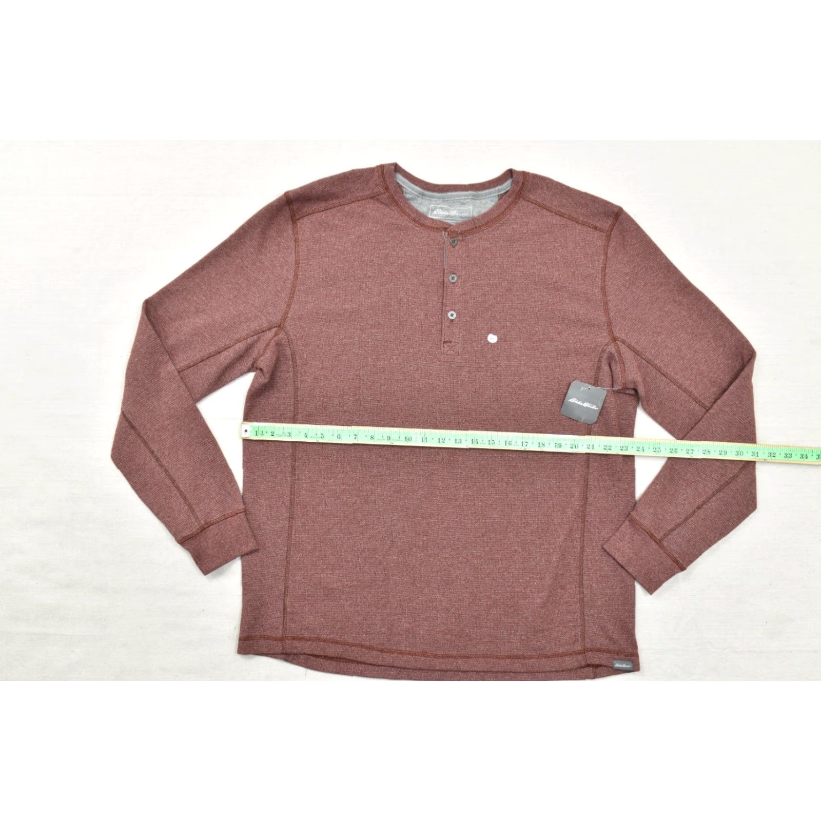 Eddie Bauer Eddie Bauer Henley Shirt XL Men Red Waffle Knit Long Sleeve Shirt Maroon New Size US XL / EU 56 / 4 - 8 Thumbnail