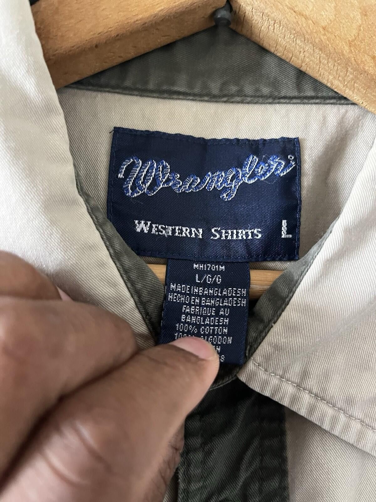 Wrangler Wrangler Western Shirt Two Tone Olive Green Pearl Snap L Size US L / EU 52-54 / 3 - 4 Thumbnail