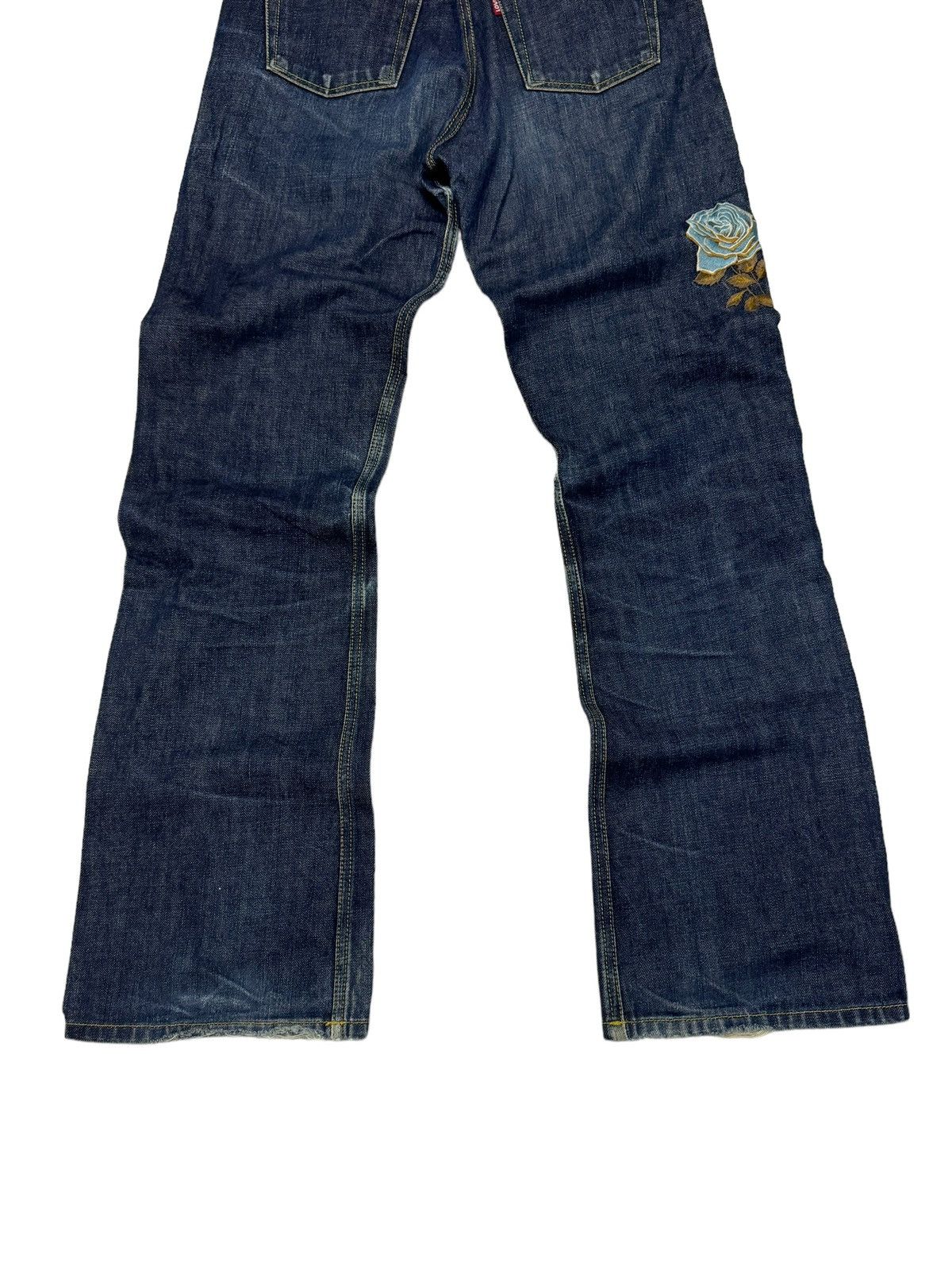 Japanese Brand × Vintage FLARE OZONE COMMUNITY FLOWER EMBROIDERY DENIM JEANS Size US 27 - 11 Thumbnail