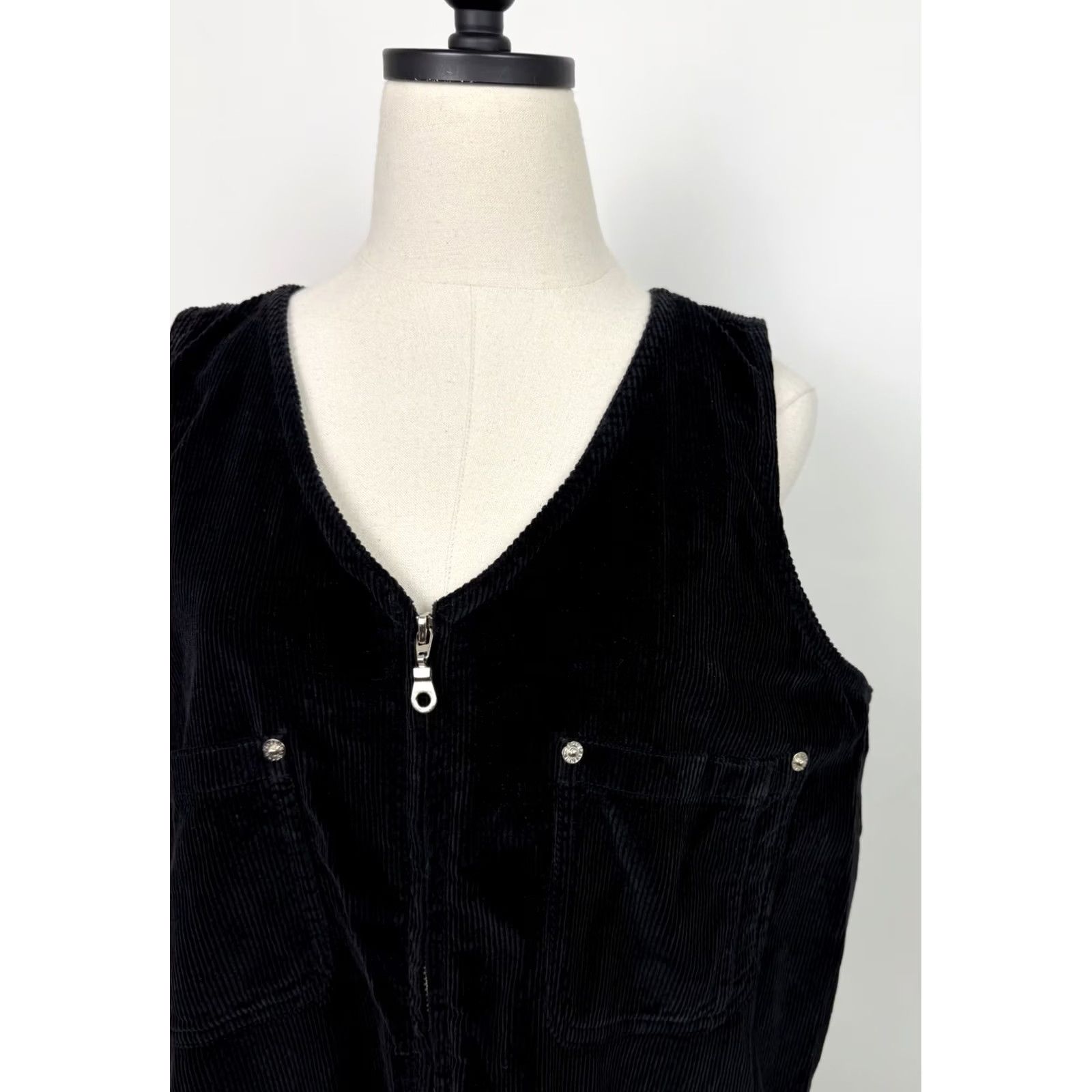 Avenue VINTAGE Avenue Maxi Dress Women XL Black Corduroy Full Zip 90s Y2K Vintage Dress Size XL / US 12-14 / IT 48-50 - 3 Thumbnail