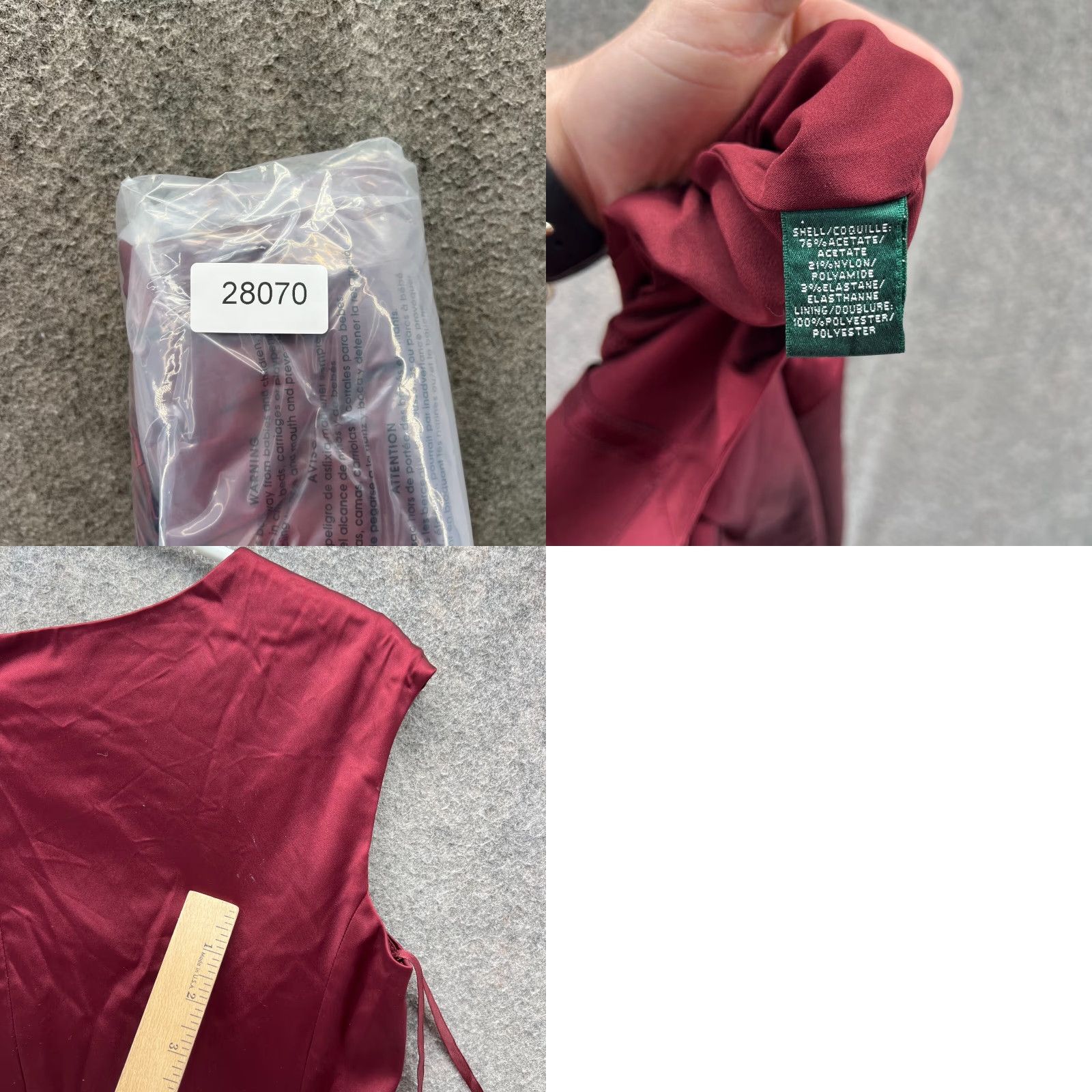 Ralph Lauren VINTAGE? (No) Lauren Ralph Lauren Dress Women 6 Red Wine Satin Pencil Shift Cocktail Party Size M / US 6-8 / IT 42-44 - 8 Thumbnail
