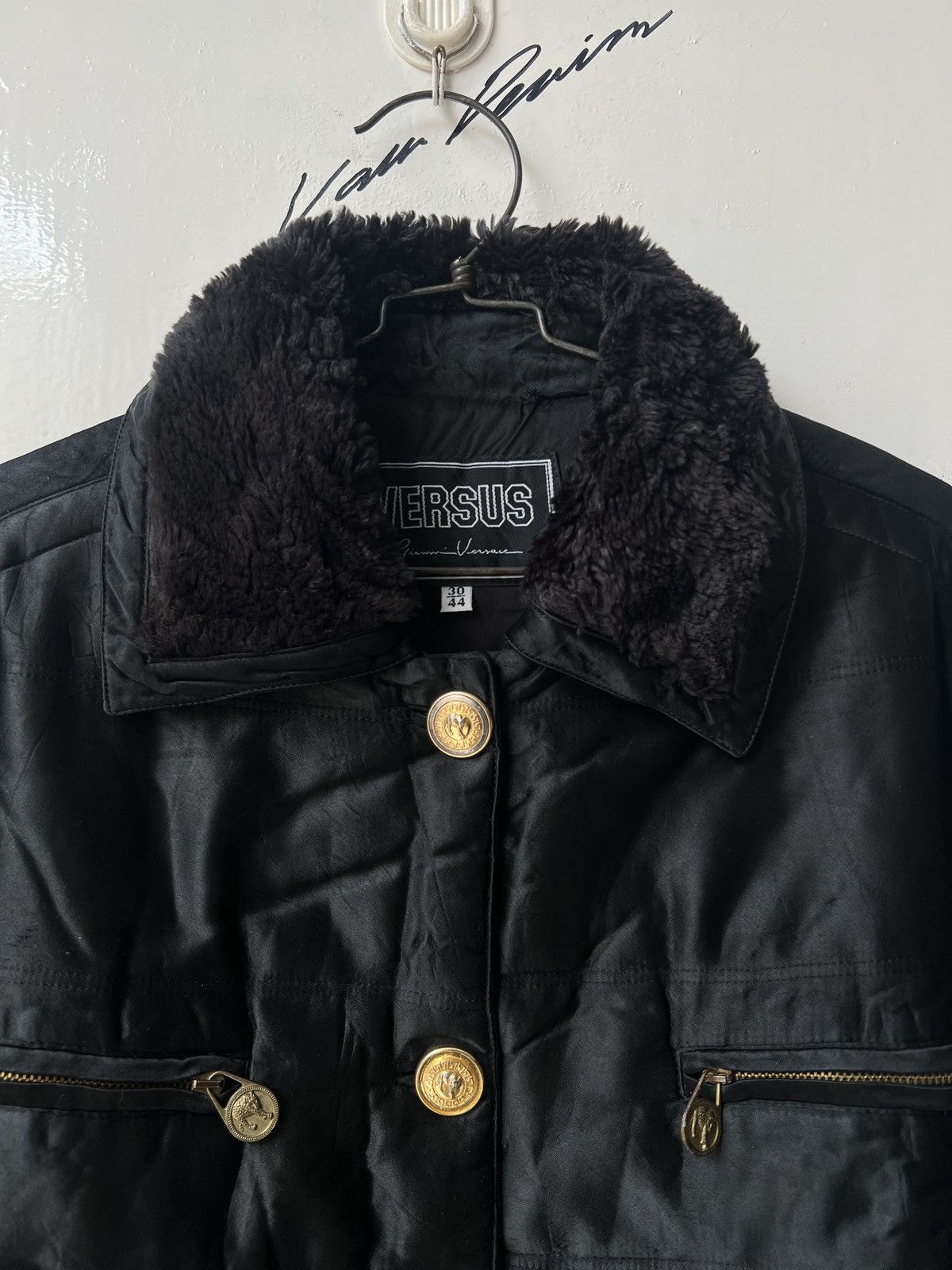 Versus Versace VERSUS Gianni Versace Black Faux Fur Jacket Size US L / EU 52-54 / 3 - 1 Thumbnail