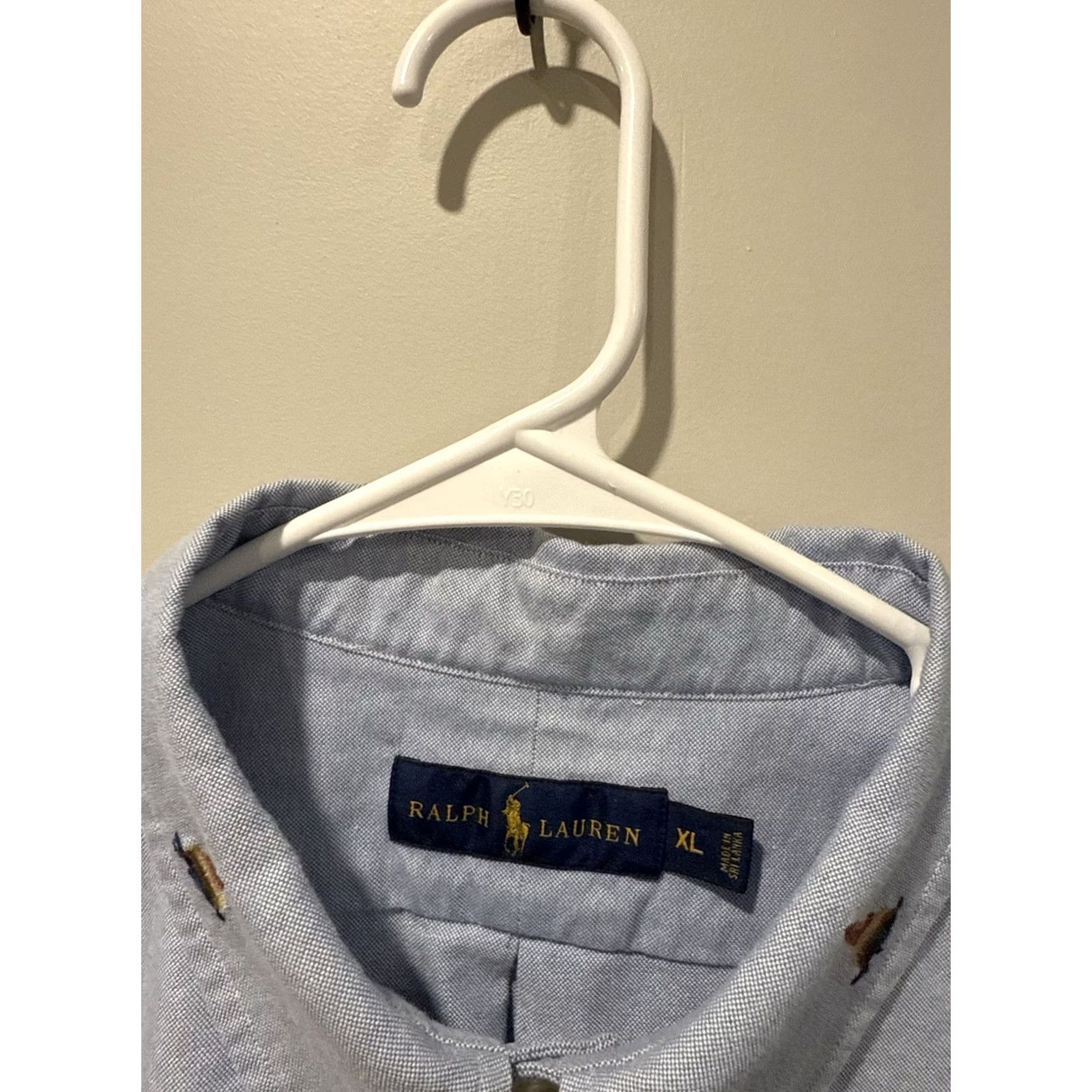 Ralph Lauren Ralph Lauren Polo Shirt Blue Oxford Embroidered Anchors Flags XL Nautical Button-Front Short Sleeve Men’s Size US XL / EU 56 / 4 - 3 Thumbnail