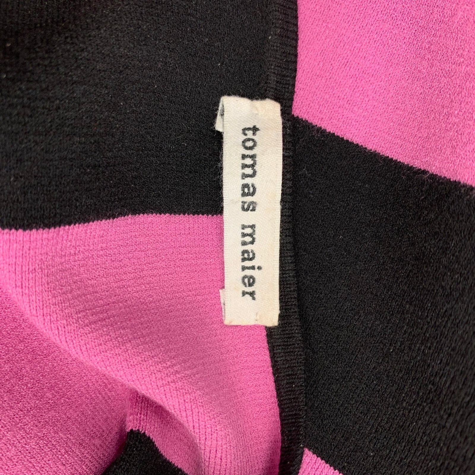 Tomas Maier Black & Red Viscose / Polyester Stripe Mid-Calf A-line Dress Size XS / US 0-2 / IT 36-38 - 6 Thumbnail