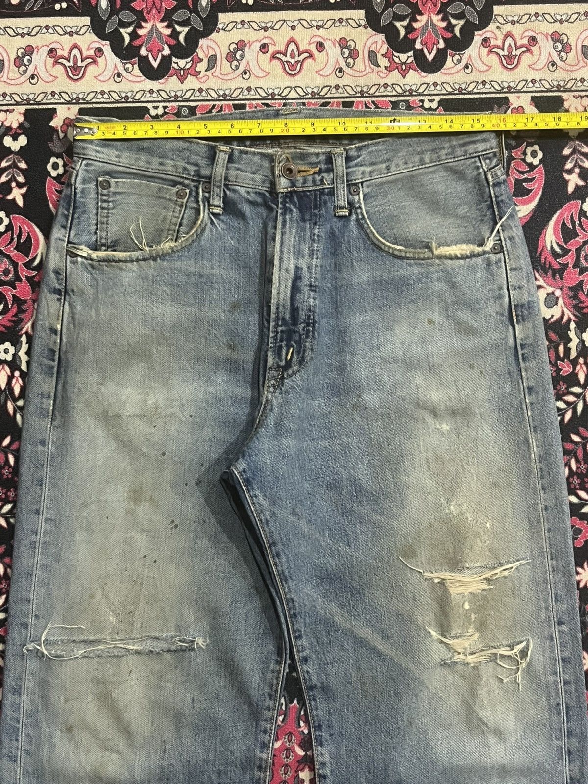 Kapital Vintage Edwin 505 Blue Wash Paint Splatter Rip Selvedge Jean Size US 30 / EU 46 - 15 Thumbnail