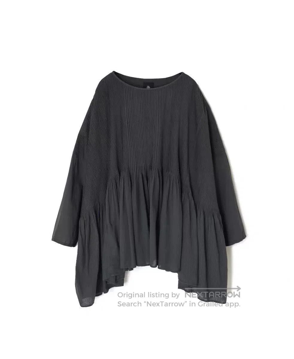 Japanese Brand Gray Cotton Pleated Long Sleeve Shirt. Size S / US 4 / IT 40 - 2 Thumbnail