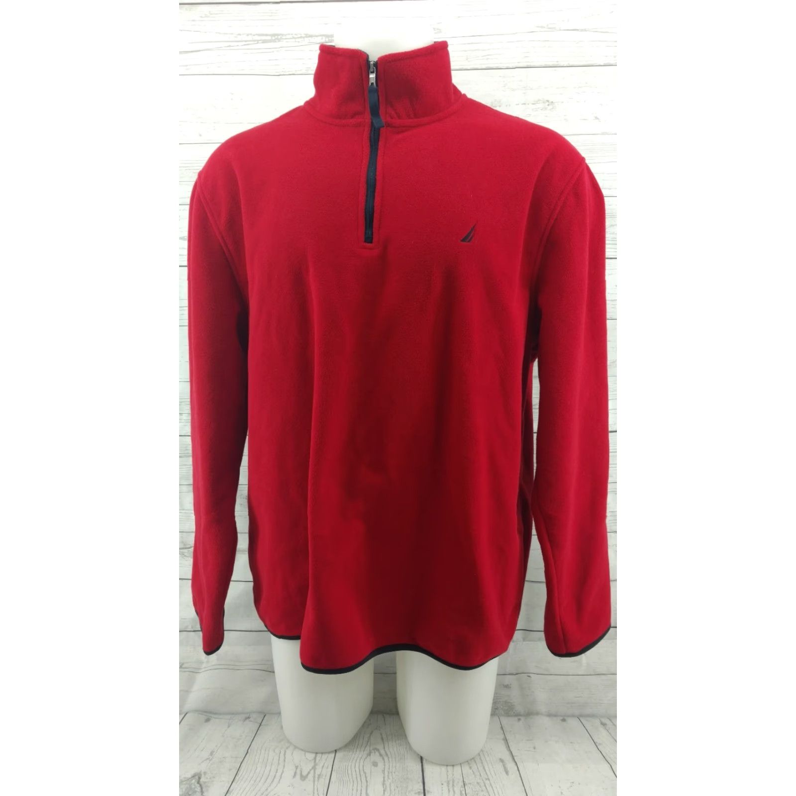 Nautica Nautica Men's Red 1/4 Zip Fleece Polyester Sweater XL Shirt Size US XL / EU 56 / 4 - 2 Thumbnail