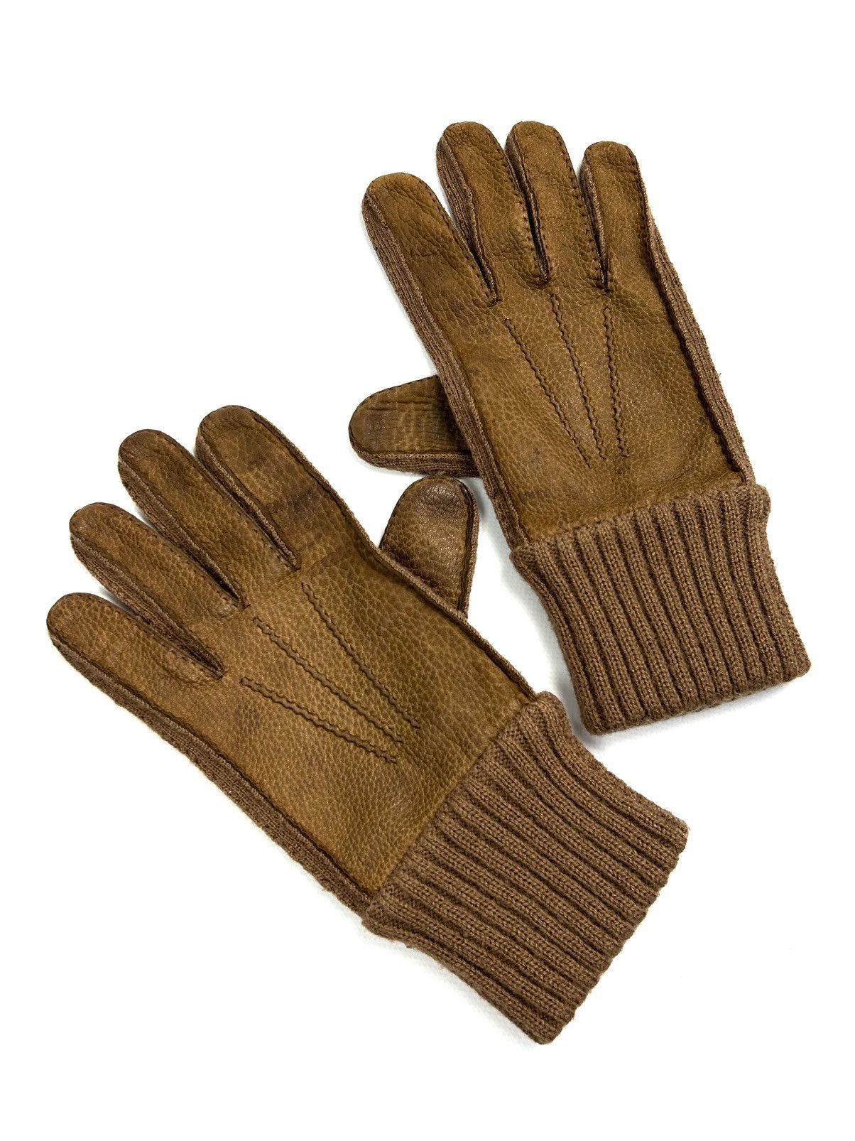Loewe Archive Loewe Leather Gloves Brown Wool Vintage Luxure Men’s Size ONE SIZE - 2 Thumbnail