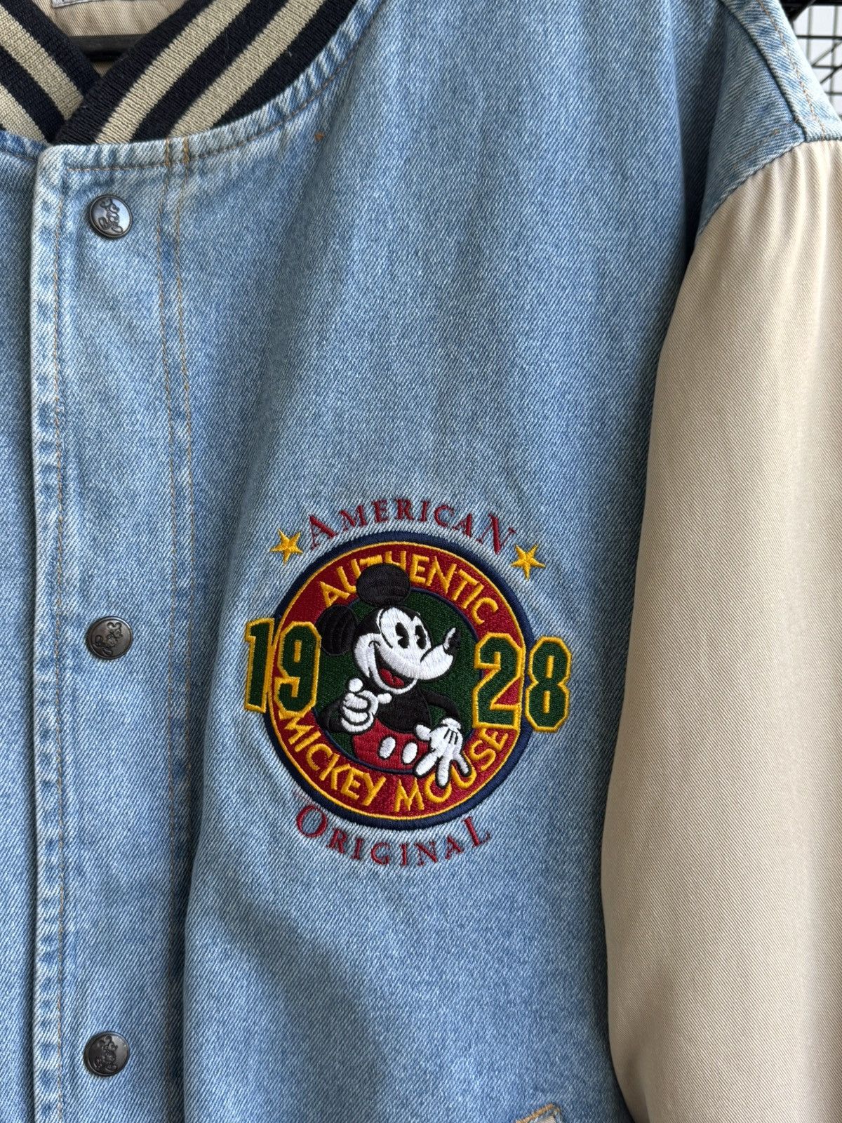 Disney Vintage 90s Disney Mickey Mouse Bomber Denim Jacket Size US L / EU 52-54 / 3 - 2 Thumbnail