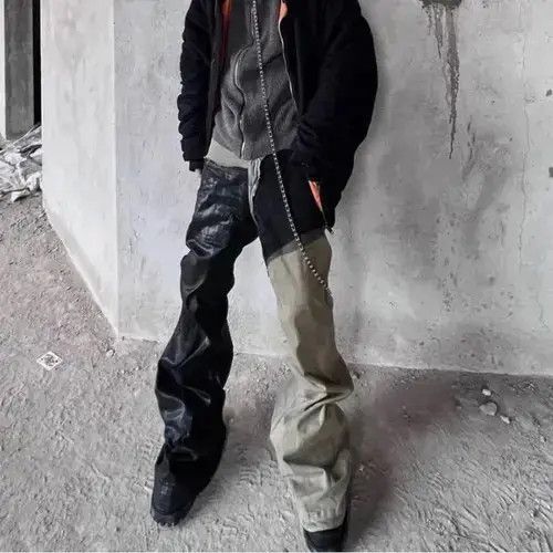 Designer RG Style Ribbon Patchwork Gradient Baggy Jeans Loose Y2K Size US 32 / EU 48 - 1 Thumbnail