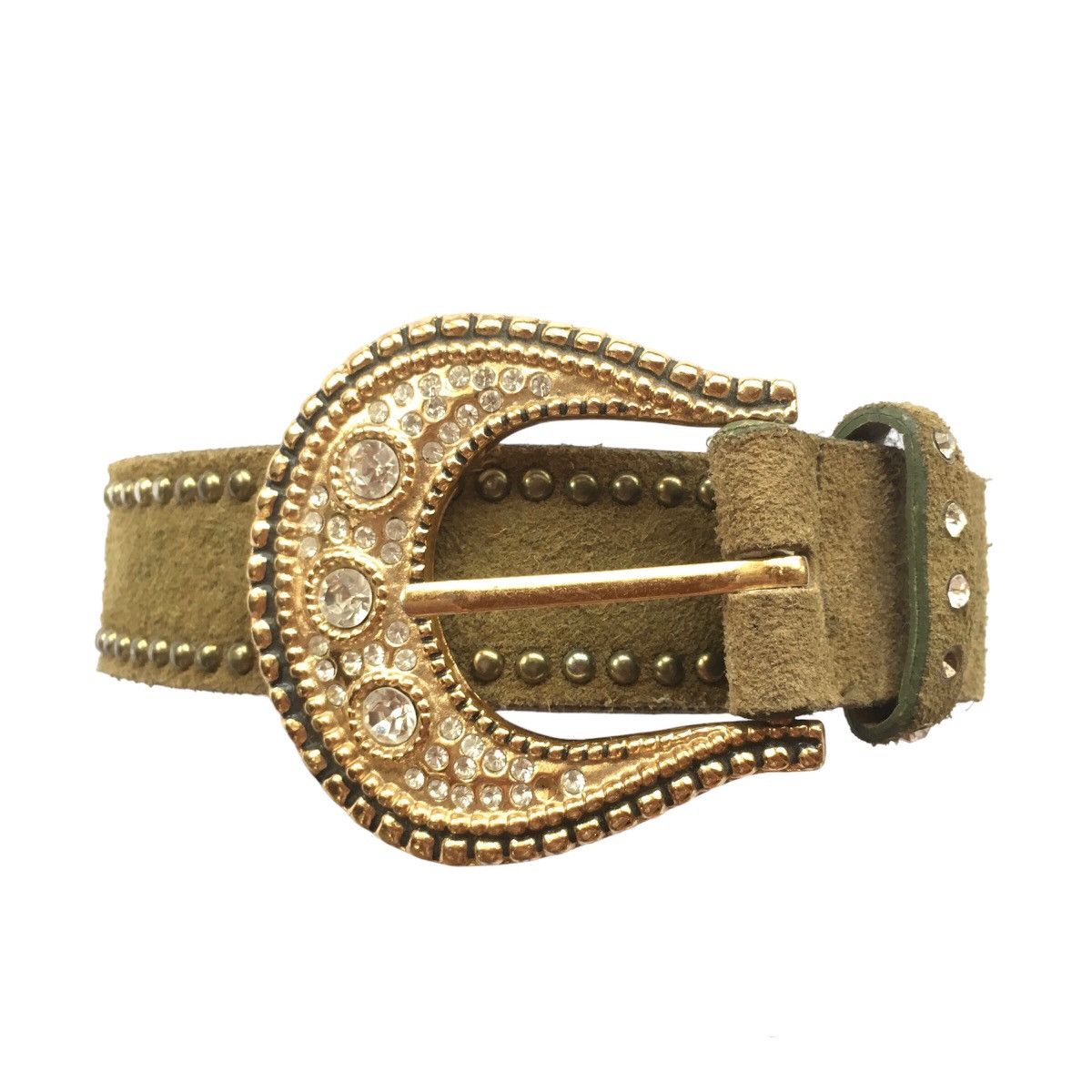 If Six Was Nine × Japanese Brand × Le Grande Bleu (L.G.B.) Green suede studded belt Size ONE SIZE - 2 Thumbnail