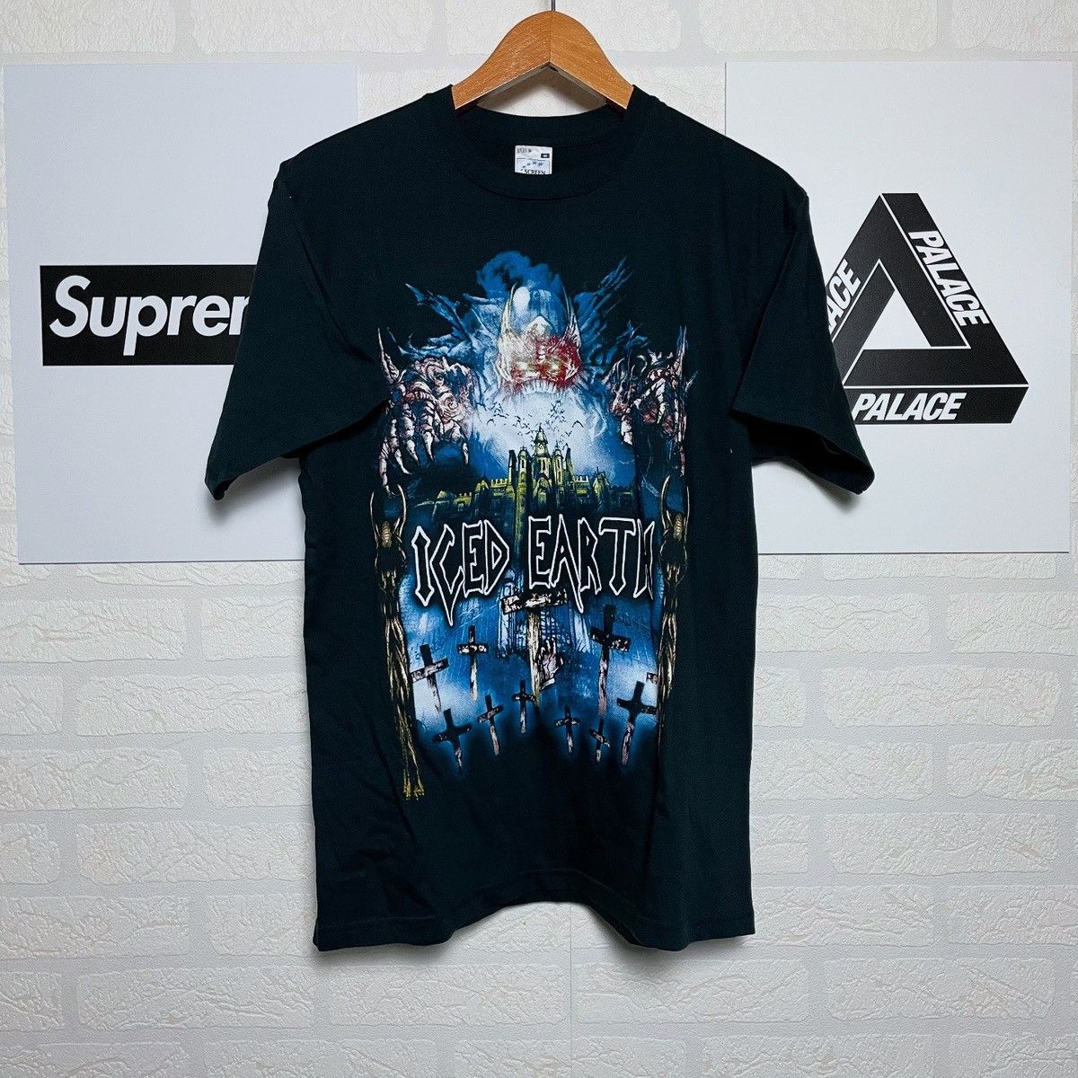 Band Tees × Vintage 90s Vintage Iced Earth Graphic Black T-Shirt Screen Stars Size US M / EU 48-50 / 2 - 1 Thumbnail