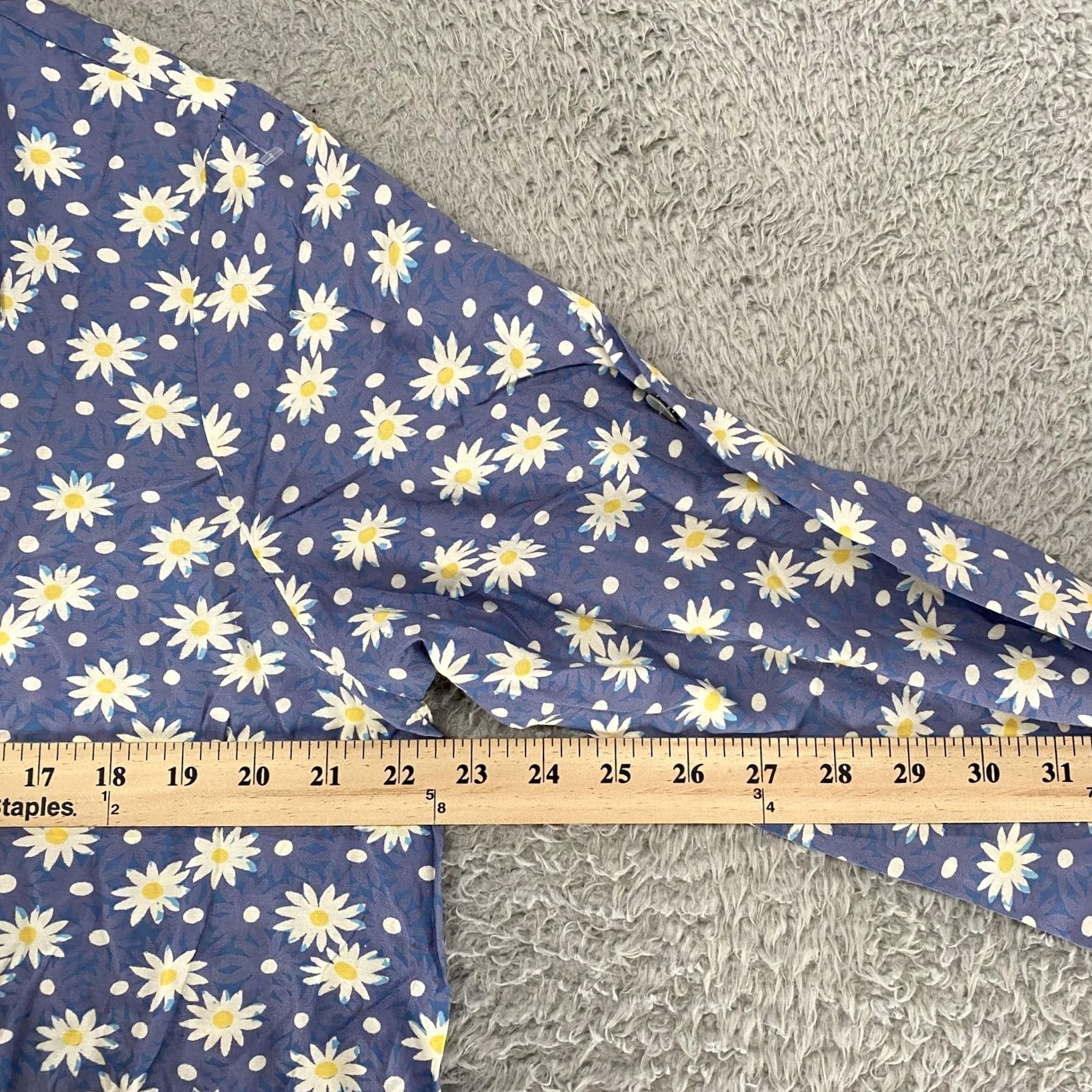 Vintage April Cornell Shirt Dress Womens XL Blue Daisy Floral Button Midi Rayon Casual Size XL / US 12-14 / IT 48-50 - 4 Thumbnail