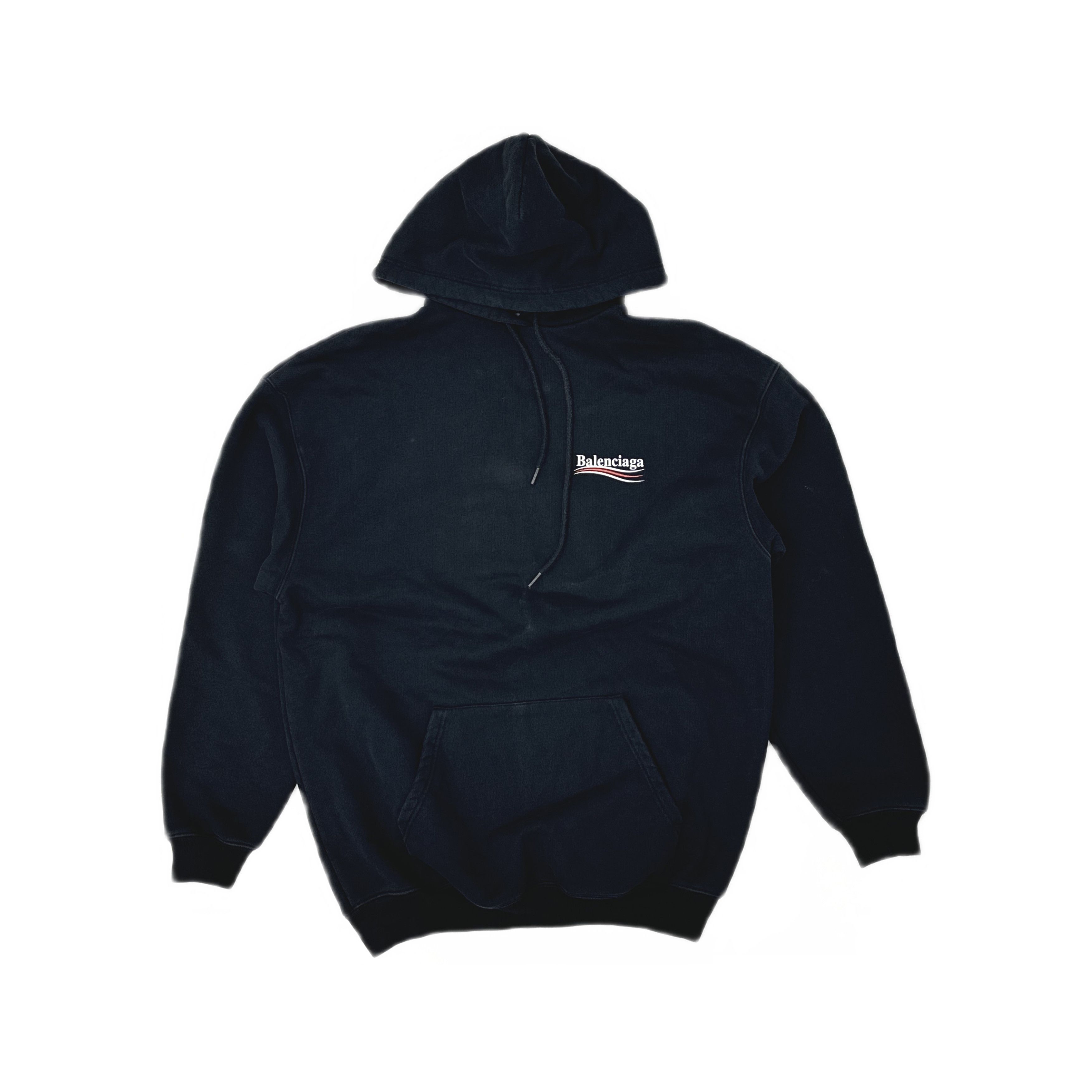 Balenciaga Oversized Black Campaign Logo Pullover Hoodie | Grailed