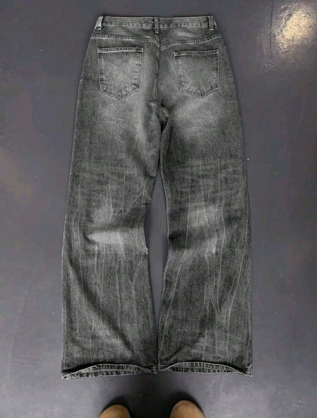 Japanese Brand Lightning Distressed Washed Loose Baggy Jeans Size US 35 - 2 Thumbnail
